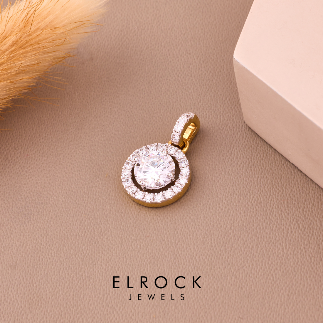 14K Solid Gold Halo Necklace