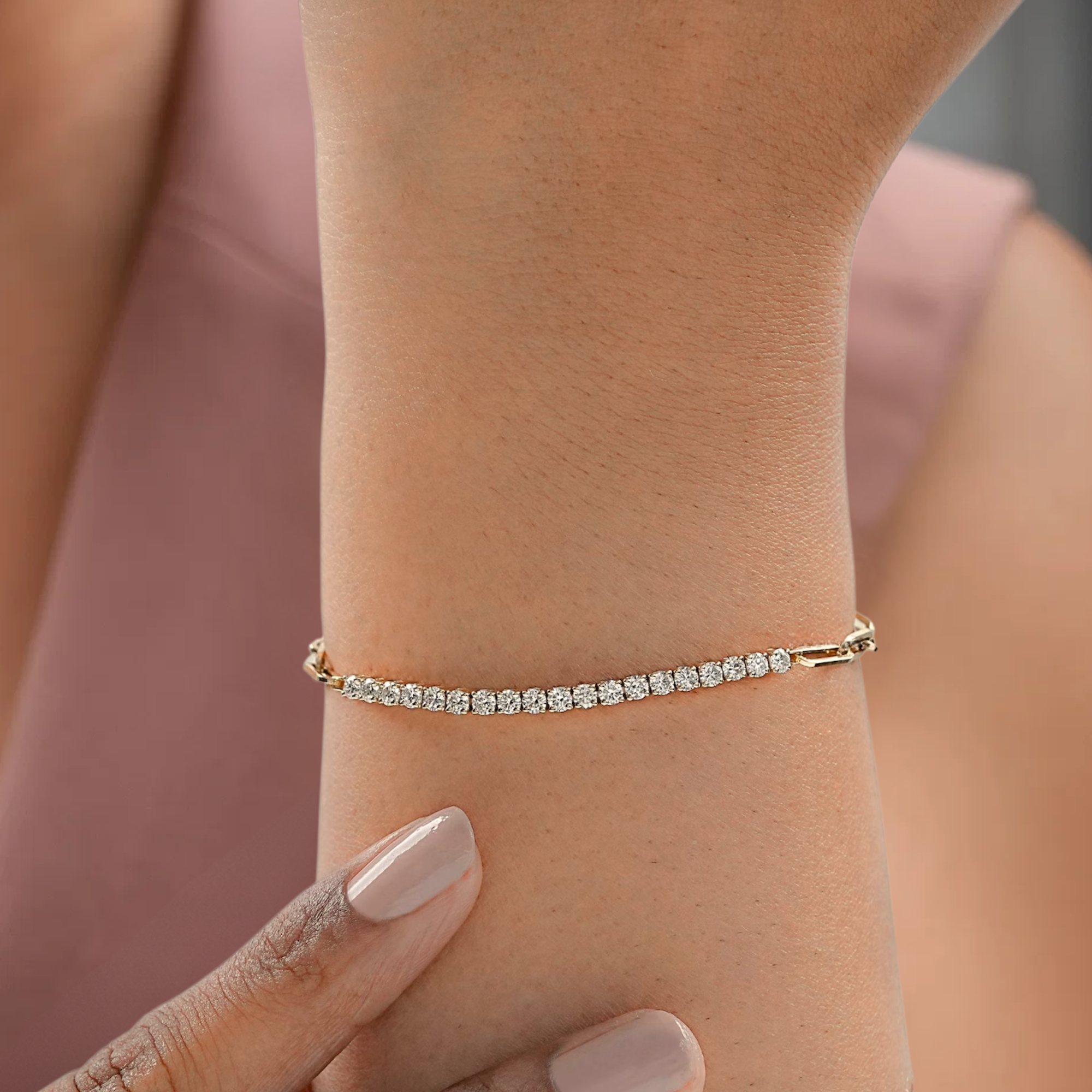 Round Diamond Half Tennis Half Paperclip Bracelet