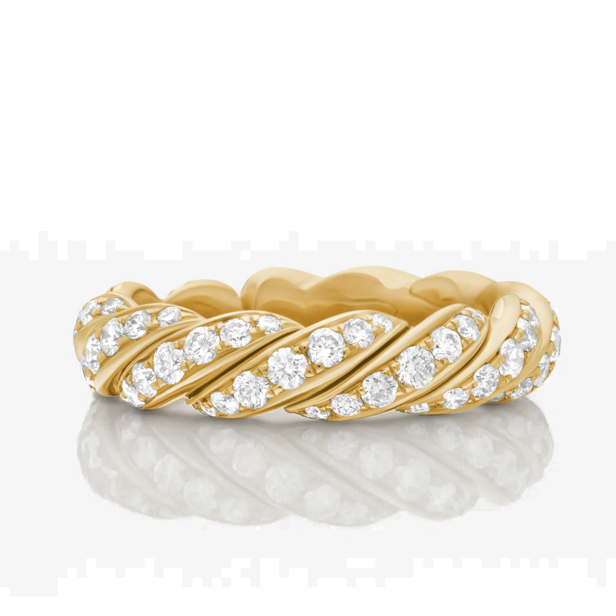 14K Solid Gold Diamond Twisted Eternity Ring