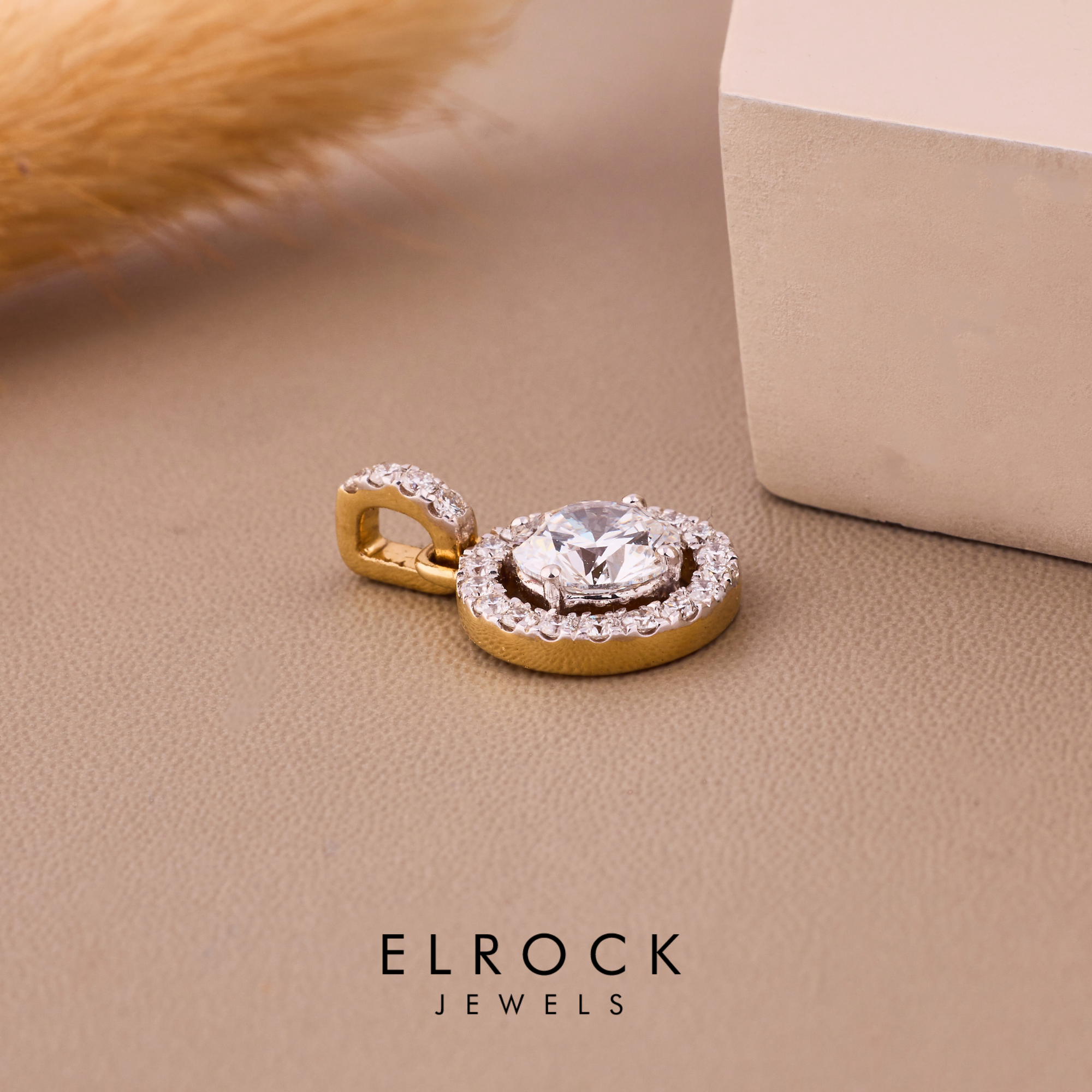 14K Solid Gold Halo Necklace