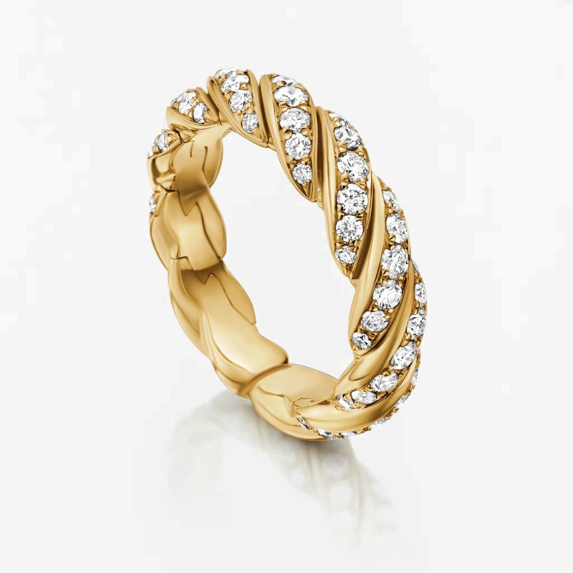 14K Solid Gold Diamond Twisted Eternity Ring