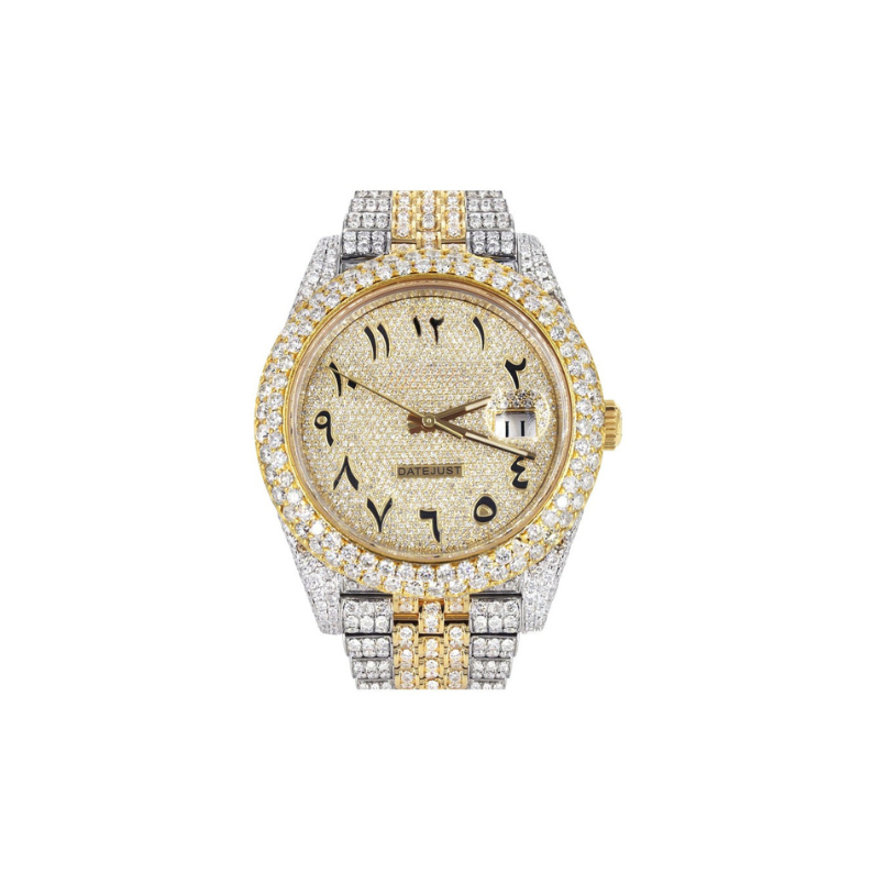 Iced Out Arabic Dial Full Moissanite Hip Hop Wristwatch For Men
