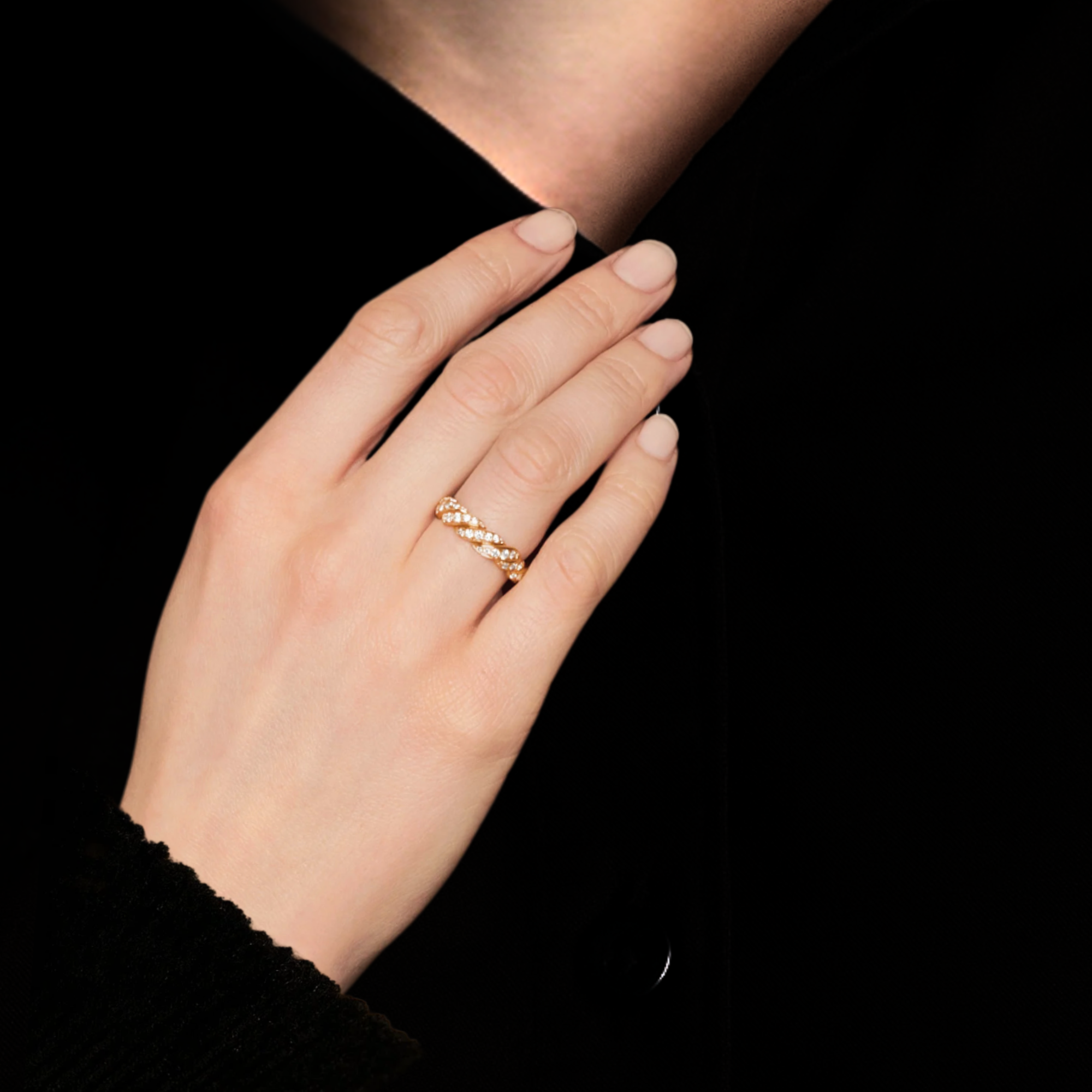 14K Solid Gold Diamond Twisted Eternity Ring