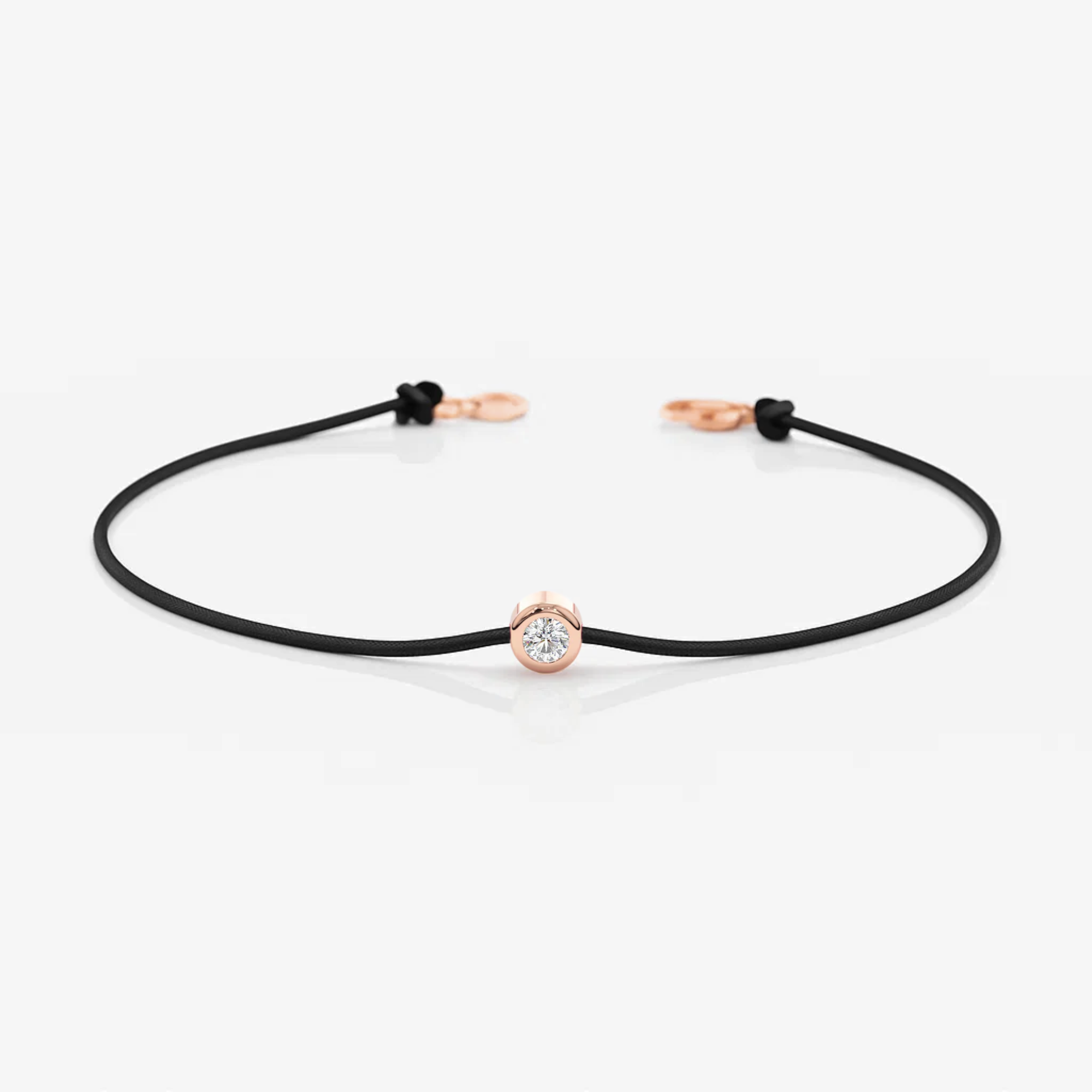14K Gold Solitaire Bezel Diamond Thread Bracelet