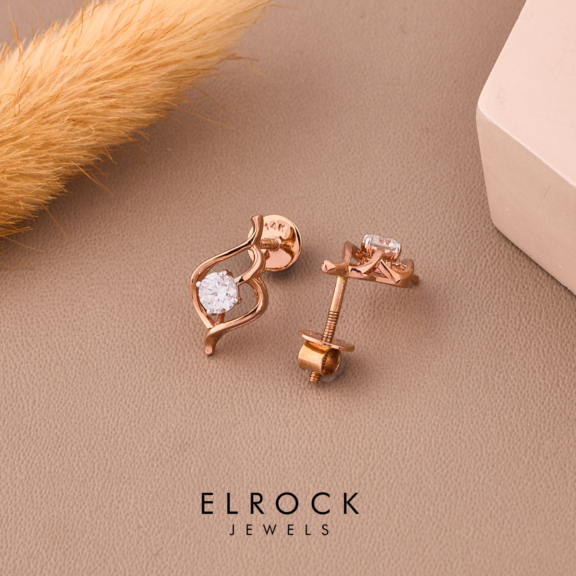 0.49 Ct Lab Grown Round Brilliant Cut Diamond 14K Gold Earrings