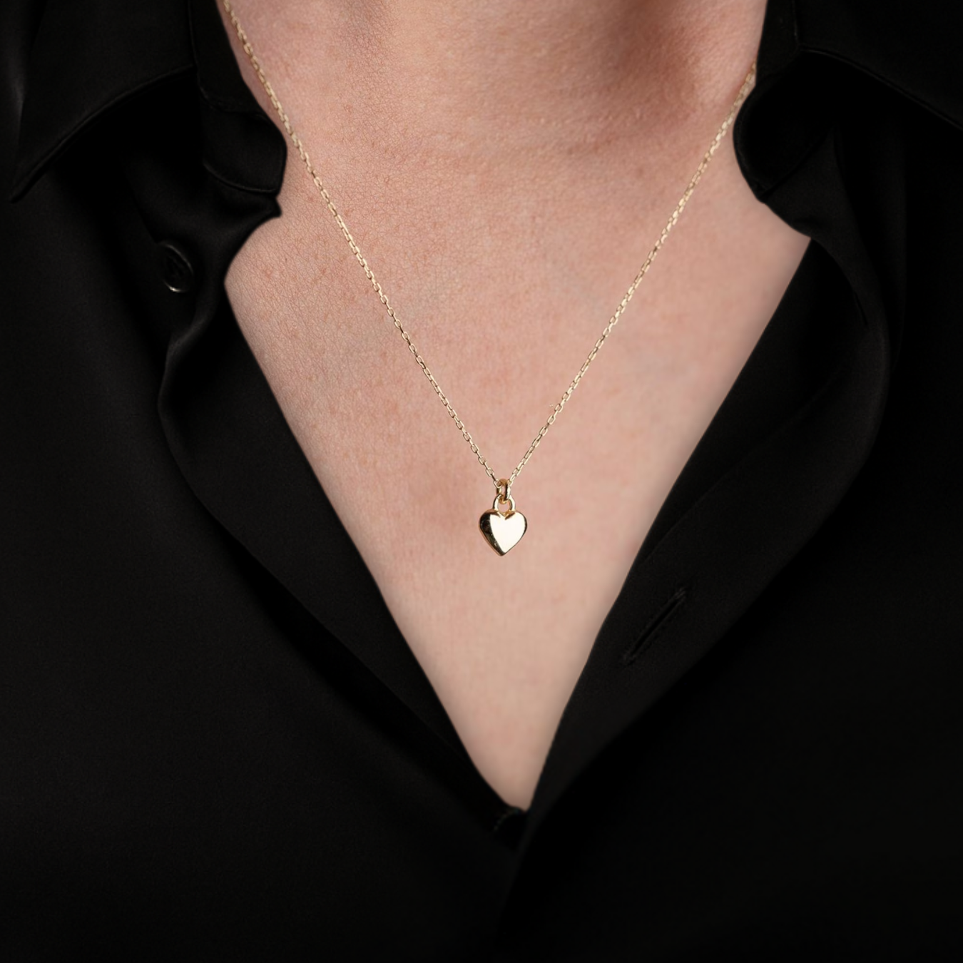 14K Solid Gold Tiny Heart Minimalist Design Sacred Necklace