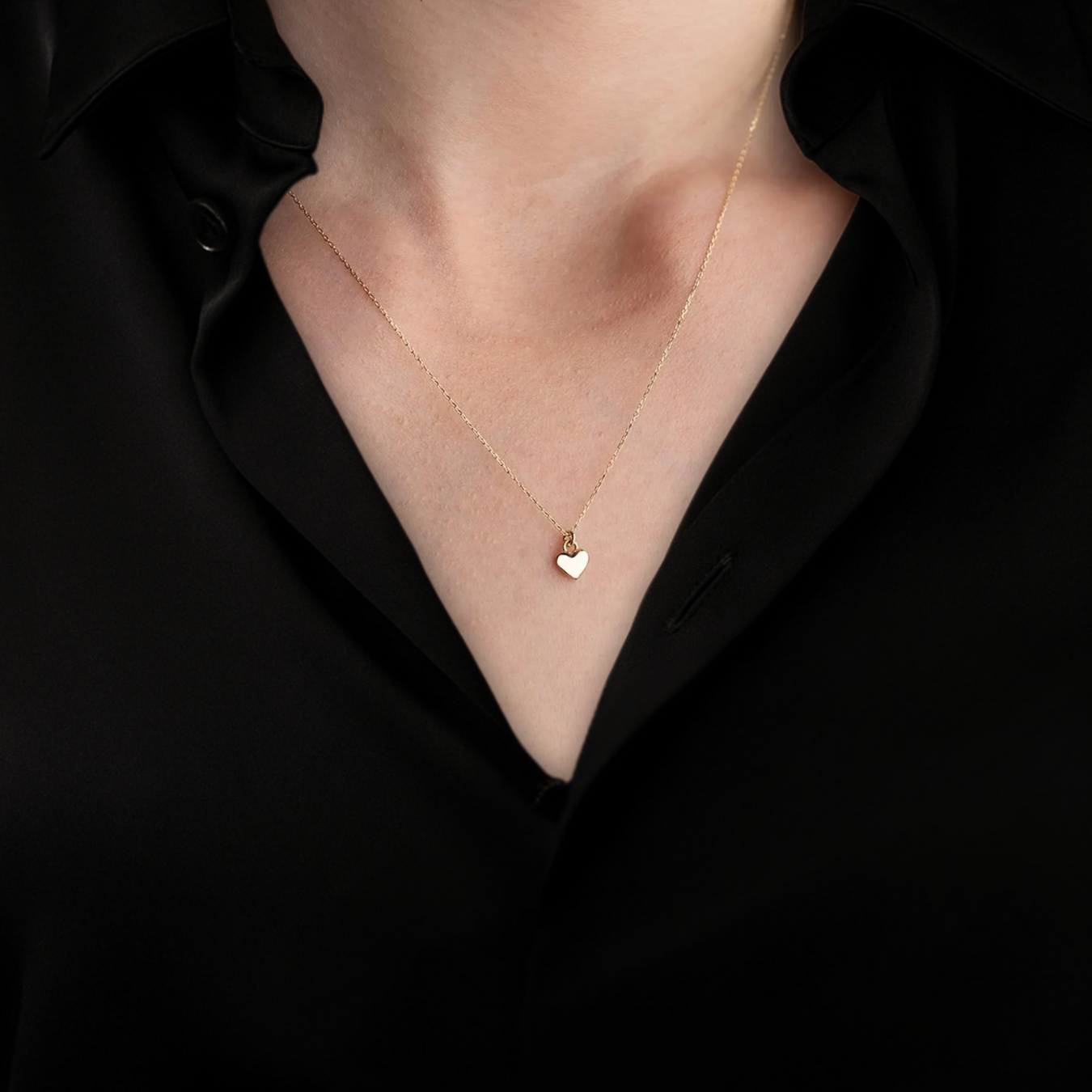 14K Solid Gold Tiny Heart Minimalist Design Sacred Necklace
