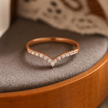 14K Round Lab Grown Diamond Curved Ring Sustainable Wedding Band for Women Lab Create Diamond Band Ring