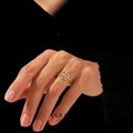 14K Diamond Spider Web Ring, Womens Solid Gold Unique Statement Ring in Yellow Rose White