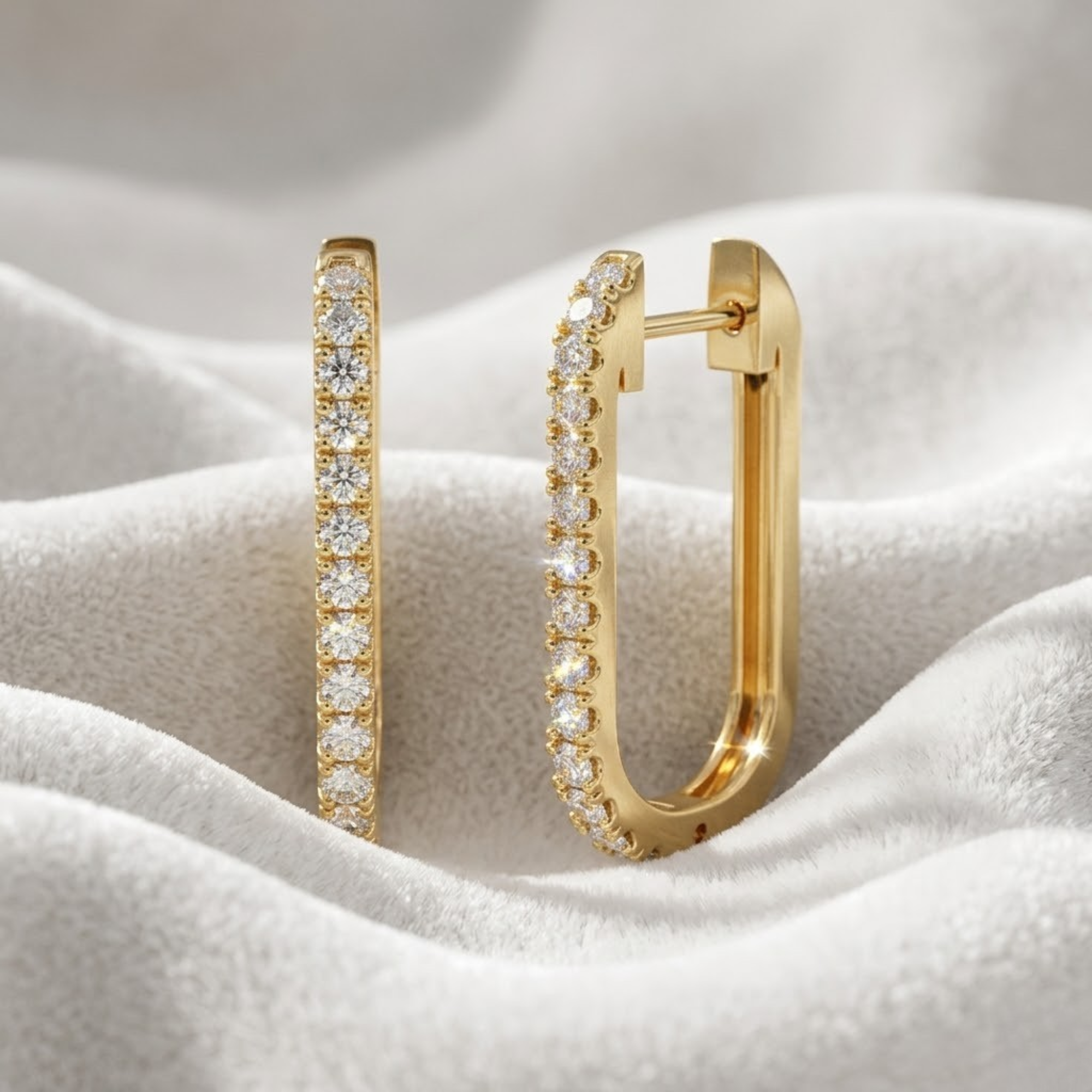 14K Gold Diamond Unique Huggies Solid Gold Hoops Earrings