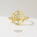 14K Diamond Spider Web Ring, Womens Solid Gold Unique Statement Ring in Yellow Rose White