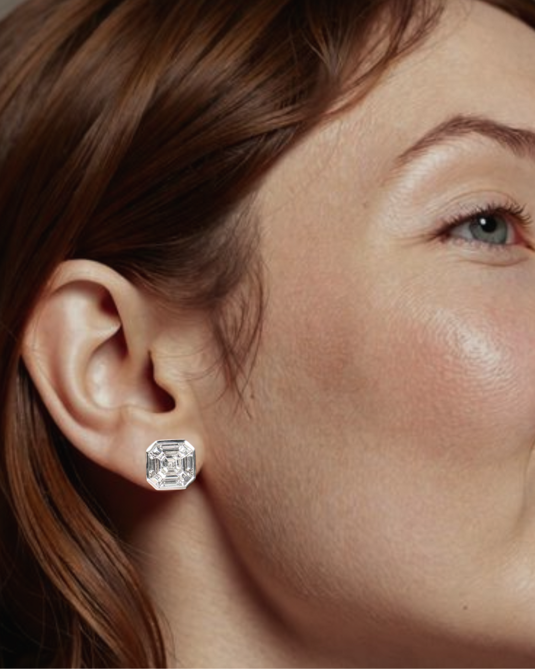 5.00 Ctw Asscher Cut Lab Grown Diamond Earrings, 14k Gold Bezel Set Earring