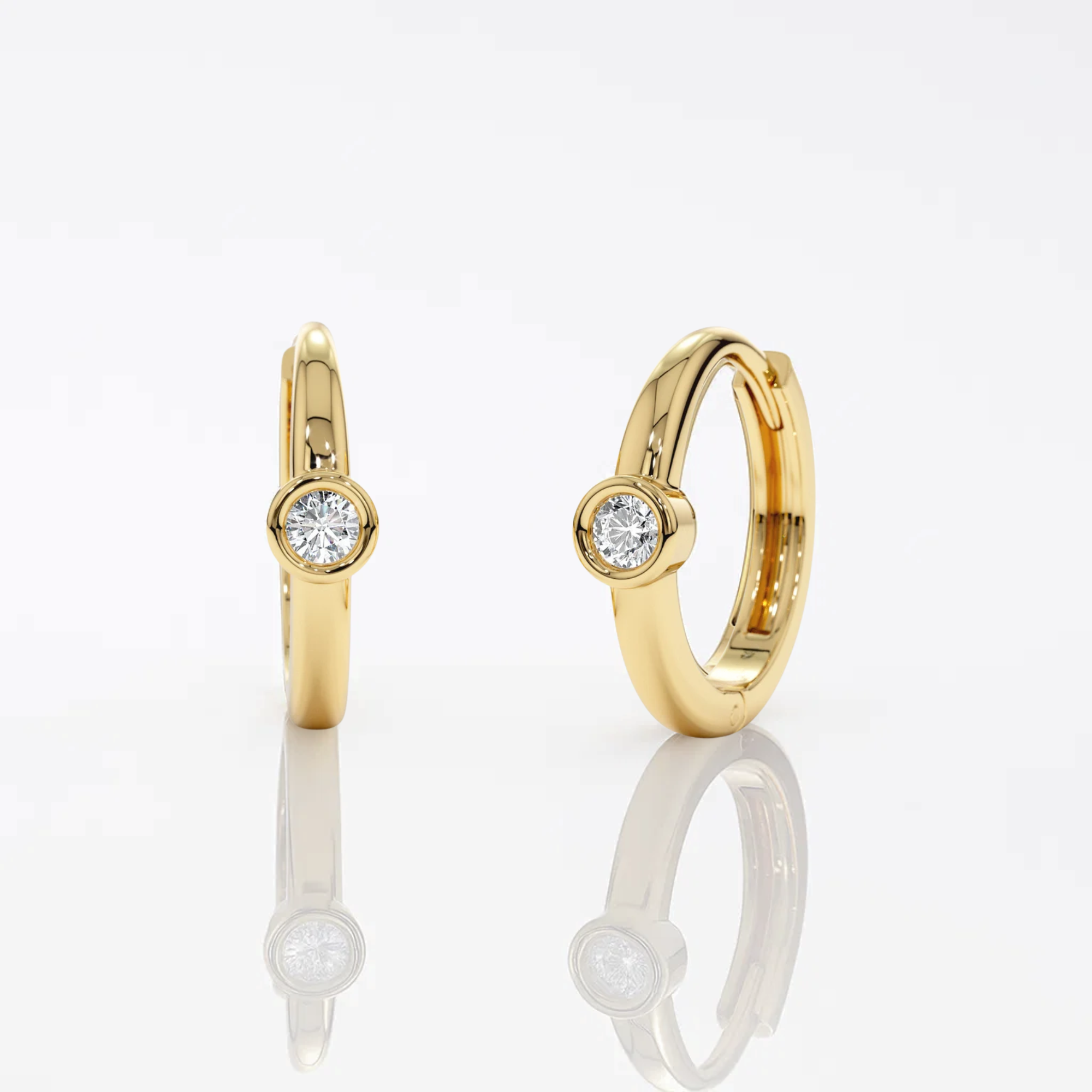  14K Solid Gold Small Huggies Hoop Earrings