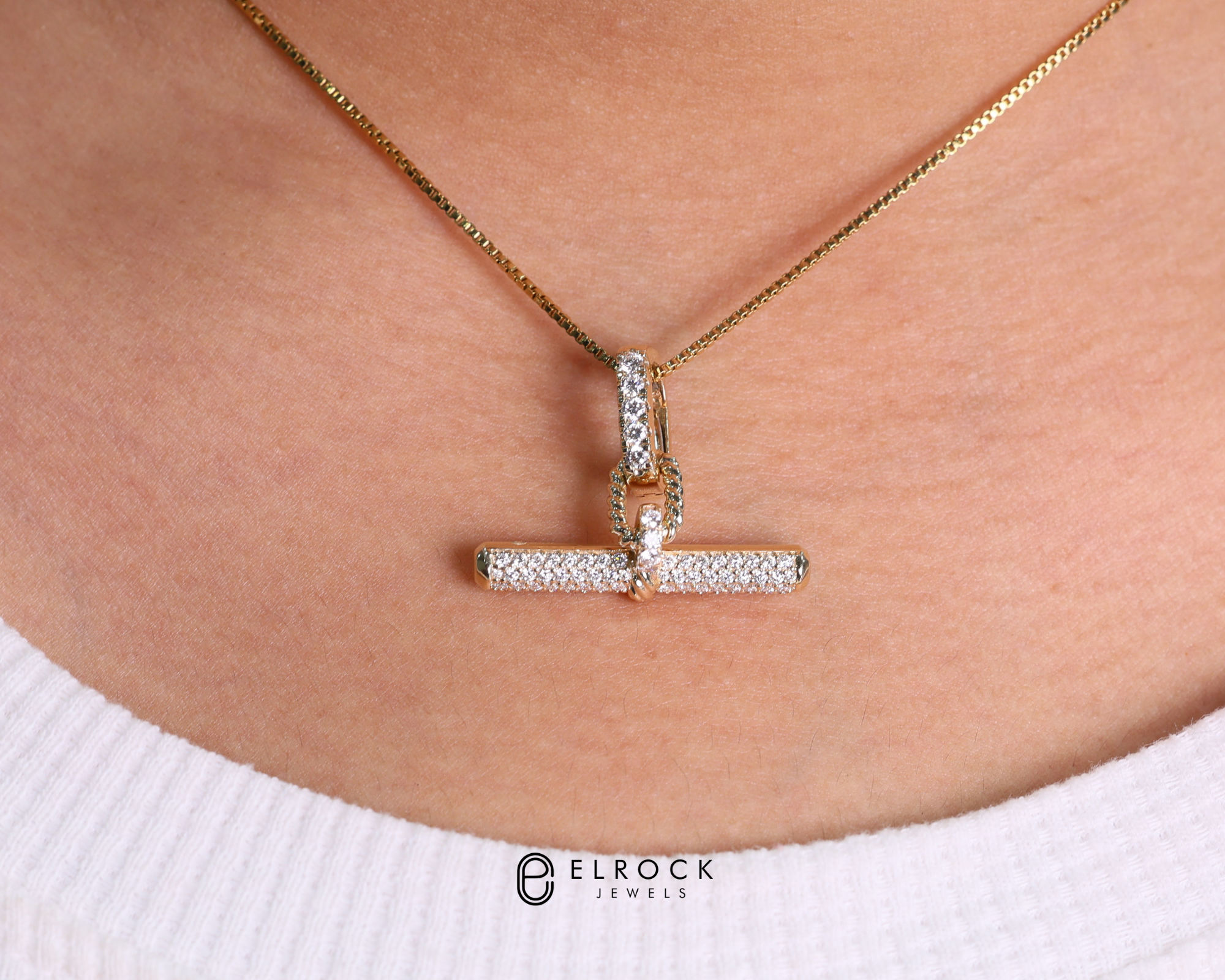 14K Gold Dainty Diamond Pave Pendant