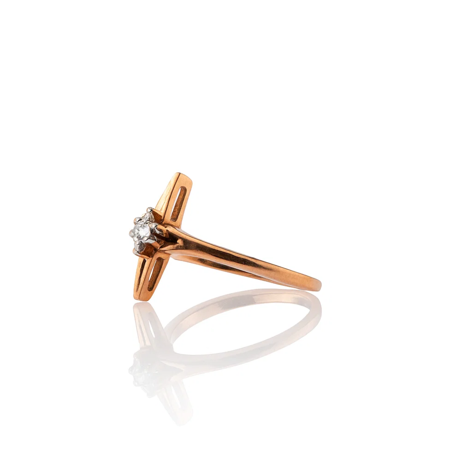 14K Gold North Star Stacking Ring