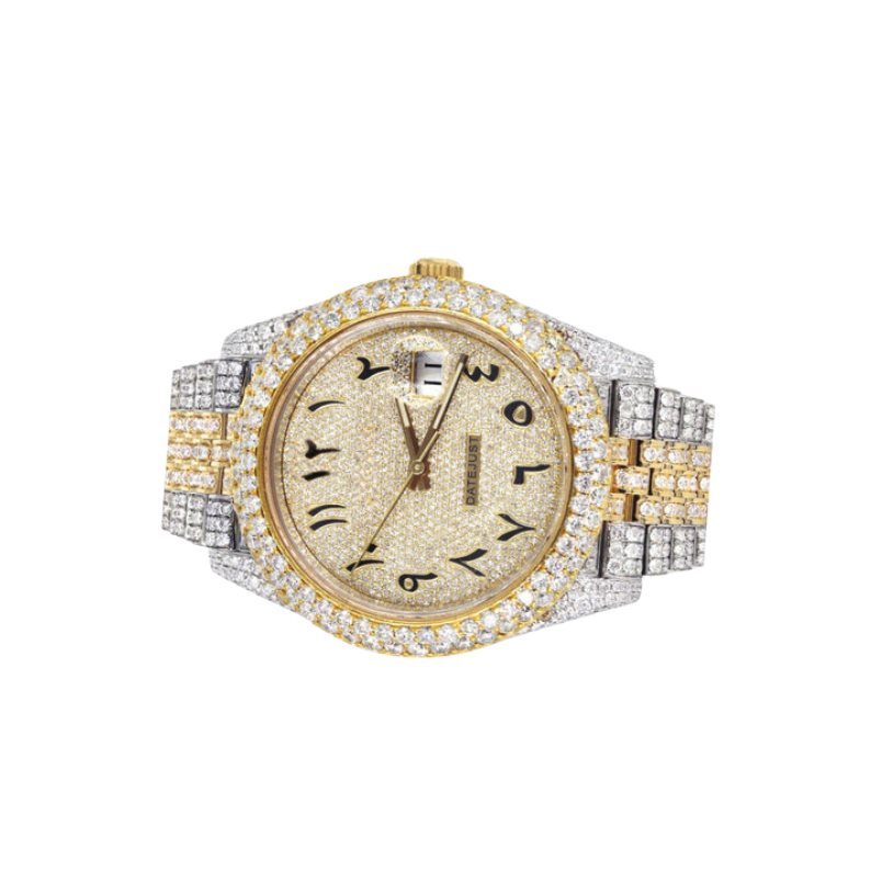 Iced Out Arabic Dial Full Moissanite Hip Hop Wristwatch For Men