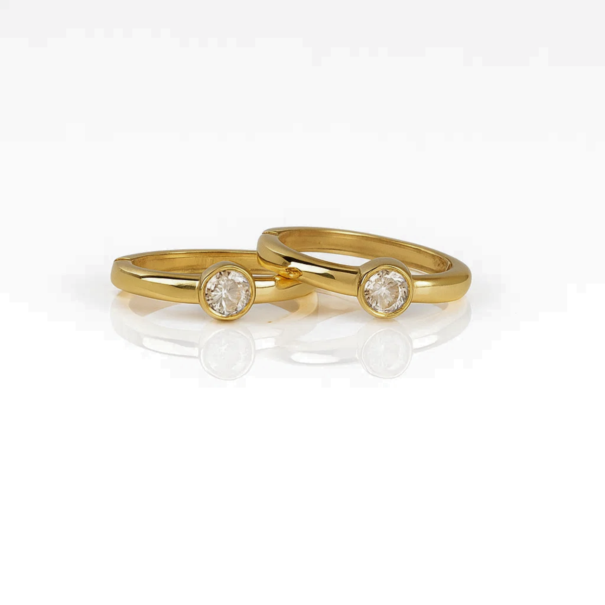  14K Solid Gold Small Huggies Hoop Earrings