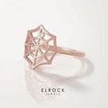 14K Diamond Spider Web Ring, Womens Solid Gold Unique Statement Ring in Yellow Rose White