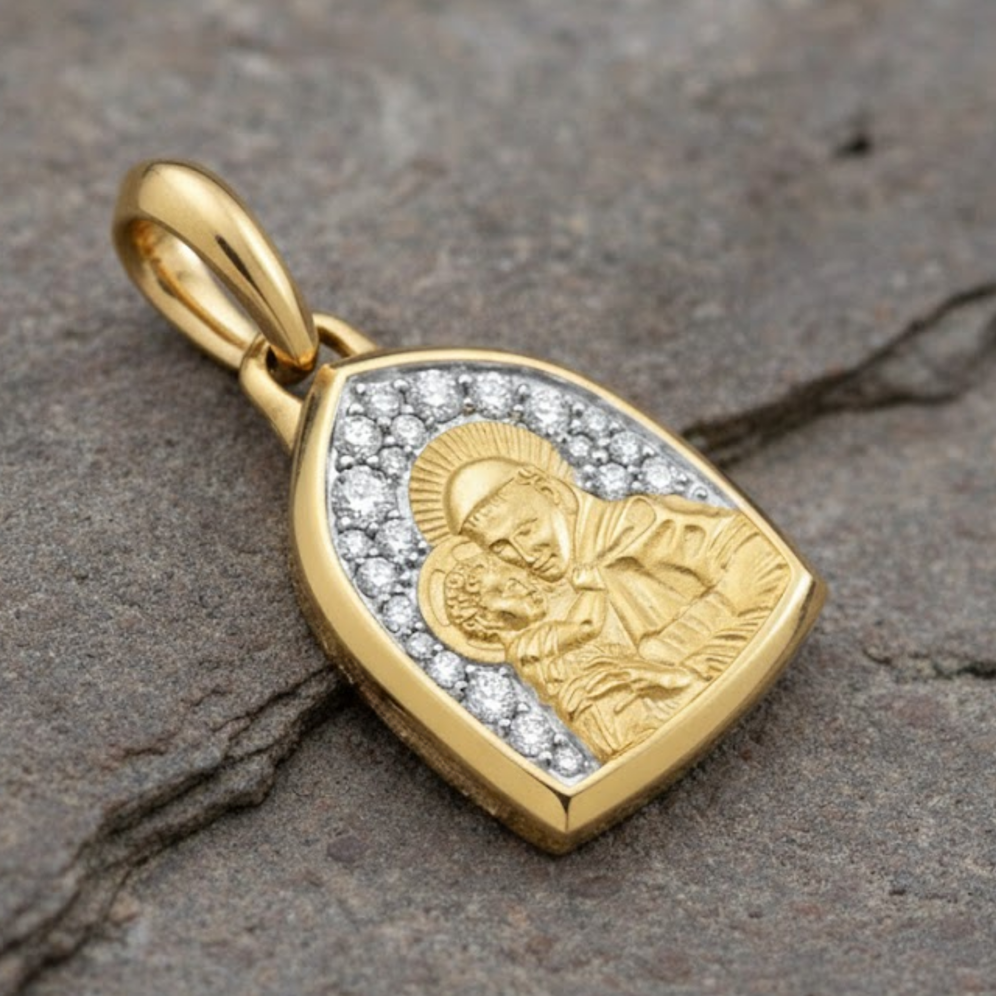 14K Gold Diamond St Anthony Pendant