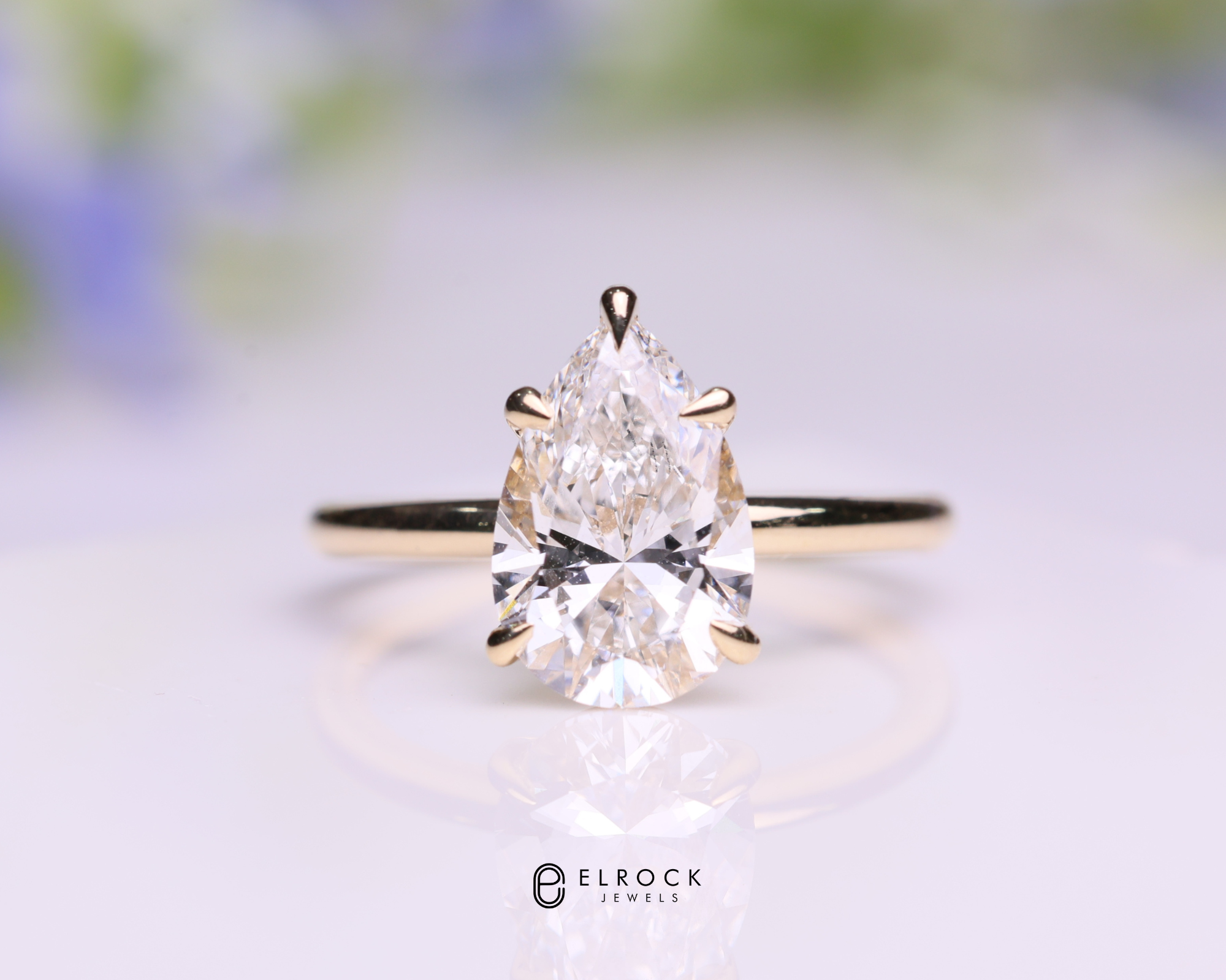 14K Gold 2 Carat Pear Cut Lab Grown Diamond Engagement Ring