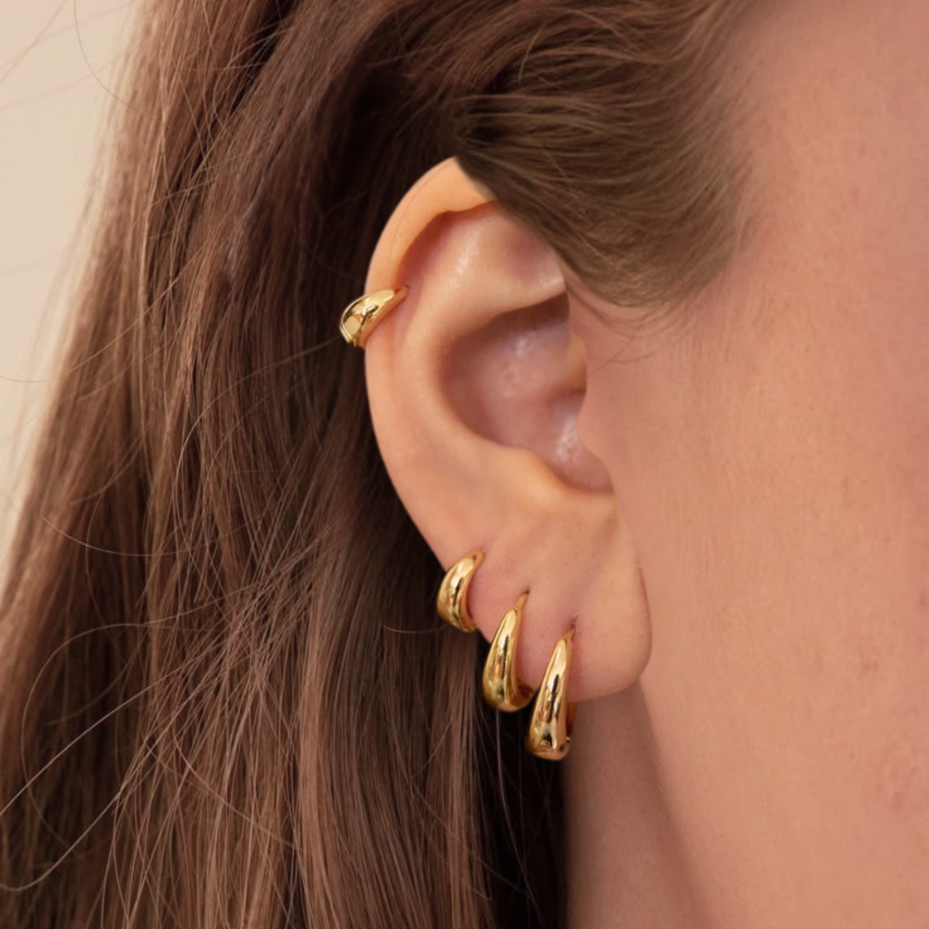 Teardrop Hoop Earrings, Tapered Hoops