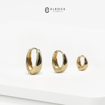 14k Gold Hoops, Teardrop Hoop Earrings, Tapered Hoops, Teardrop Huggie Earrings