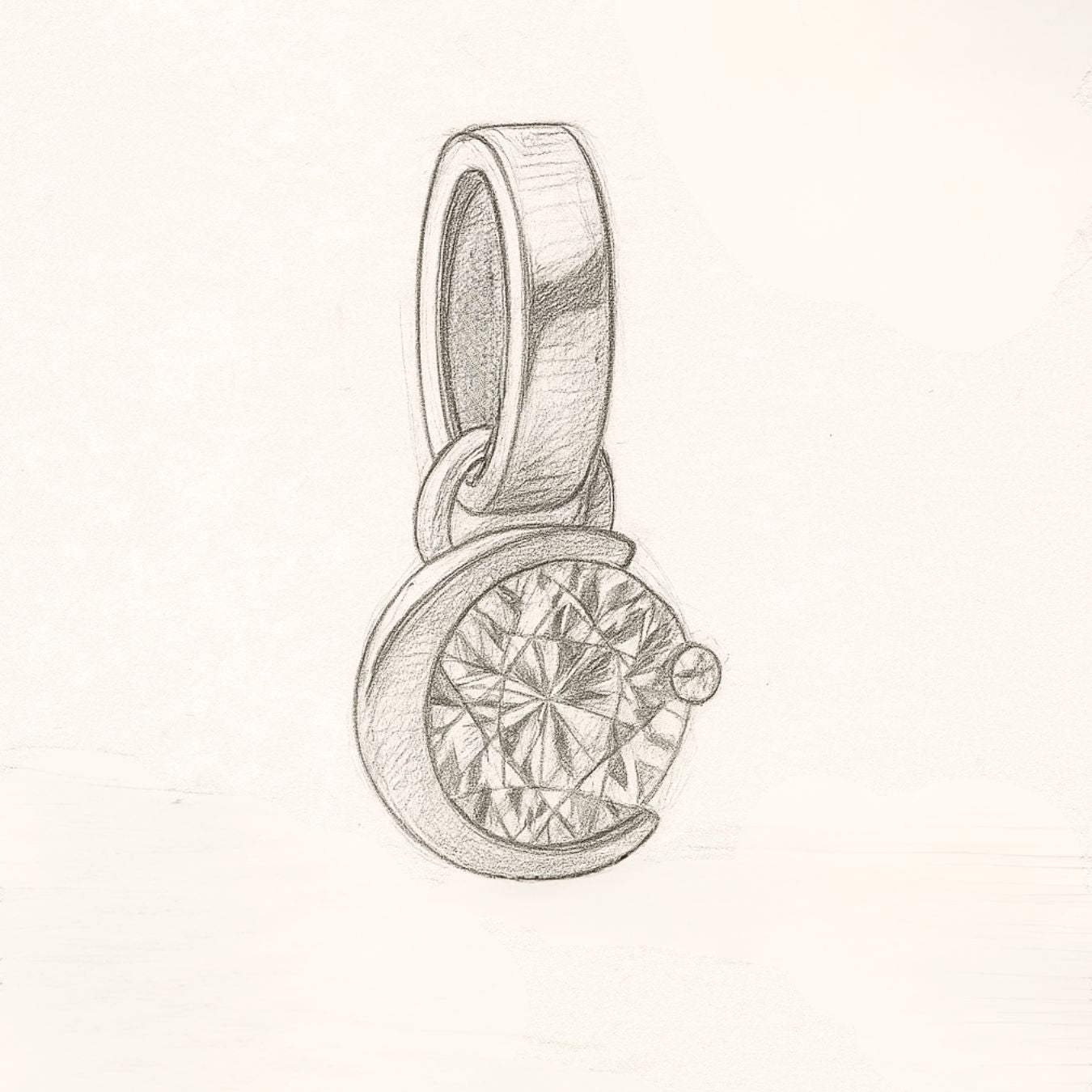 14k Gold Solitaire Pendant Crescent Moon Diamond Charm