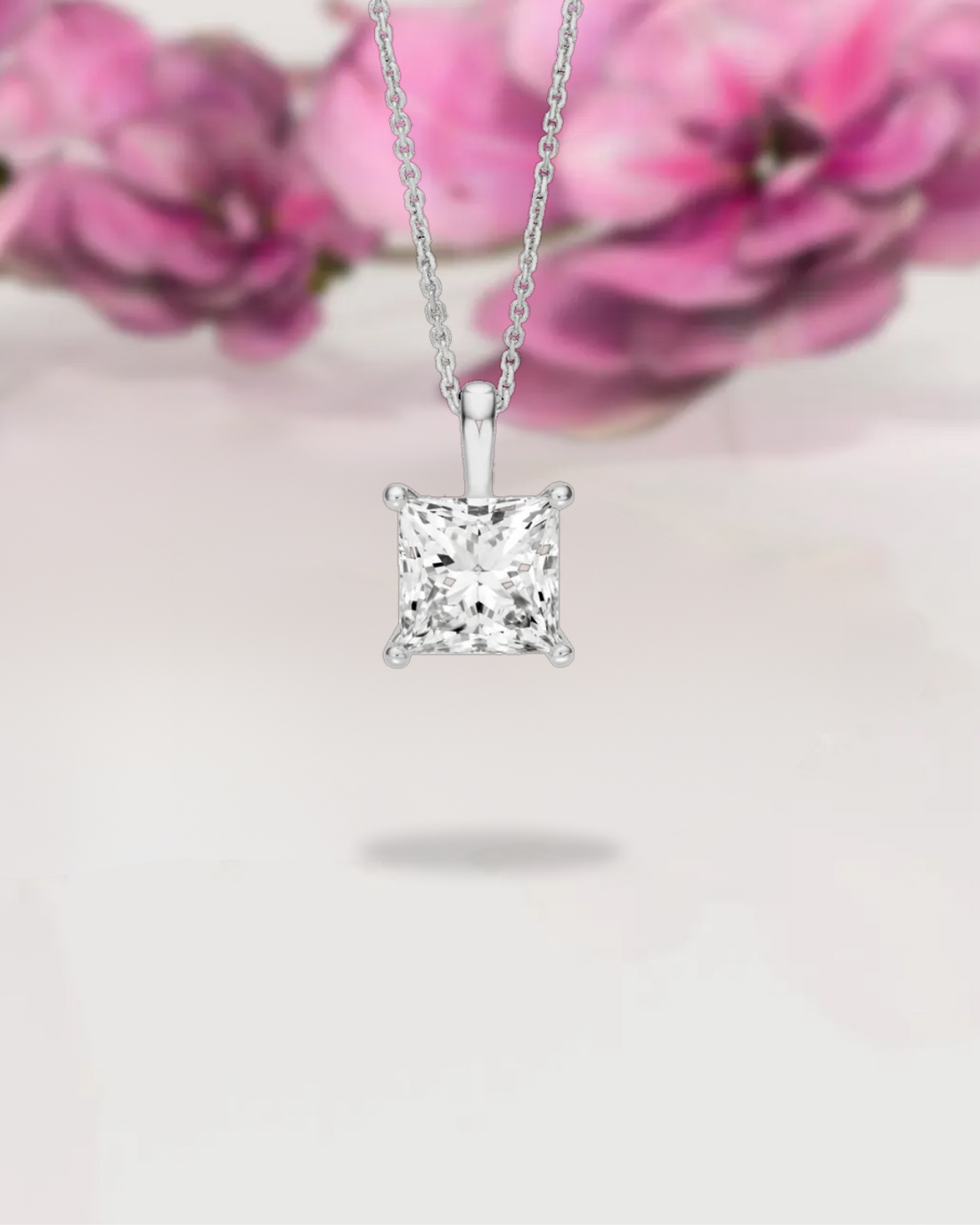 3 Carat Princess Cut Diamond Pendant | Lab Grown Diamonds