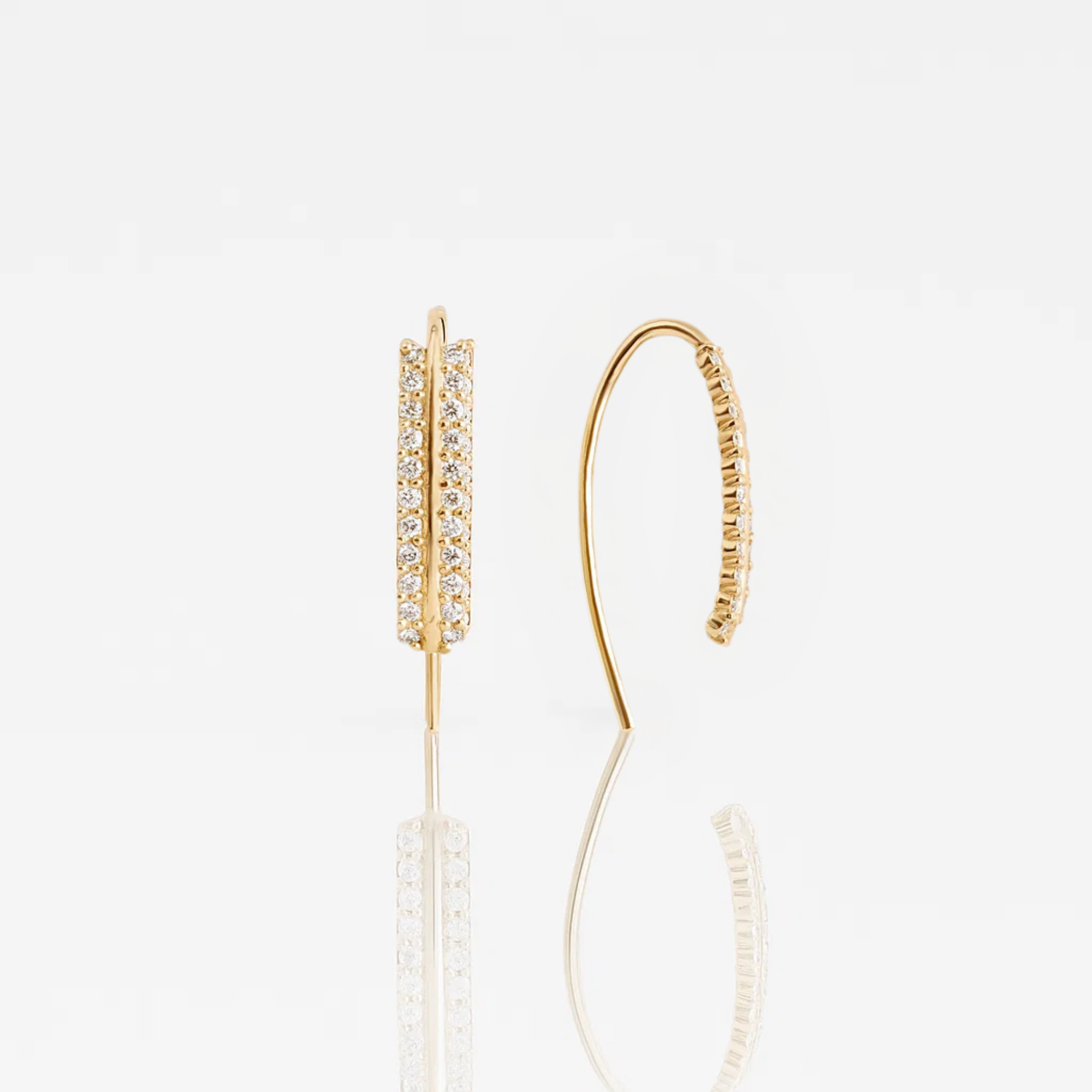 14K Gold Diamond Ear Climber Earrings