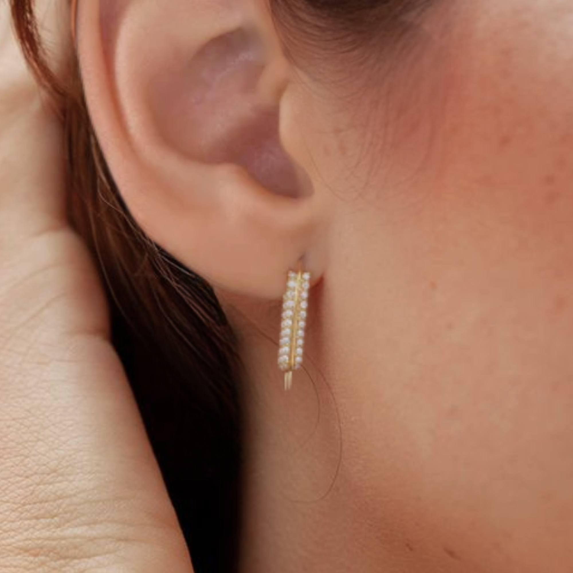 14K Gold Diamond Ear Climber Earrings
