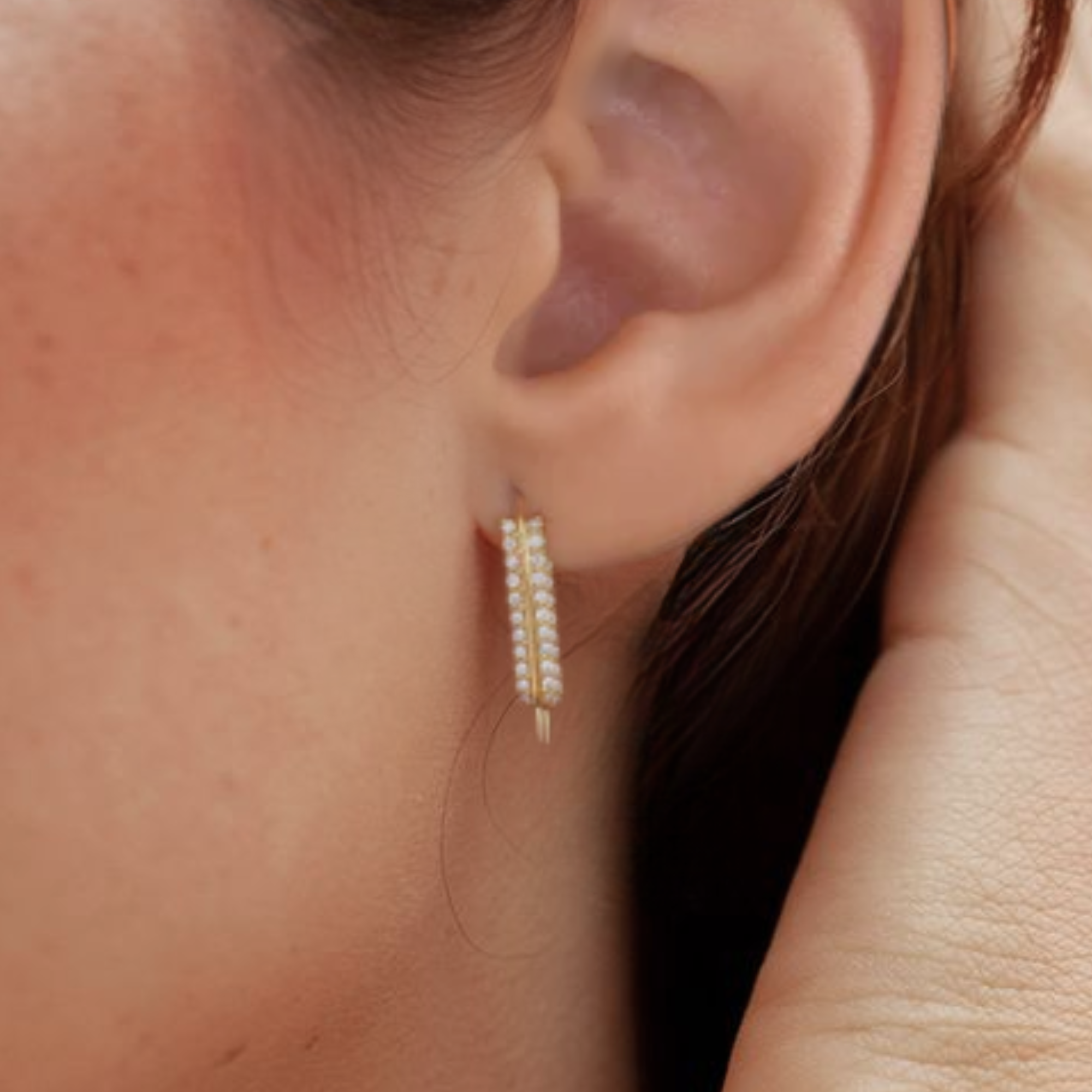 14K Gold Diamond Ear Climber Earrings