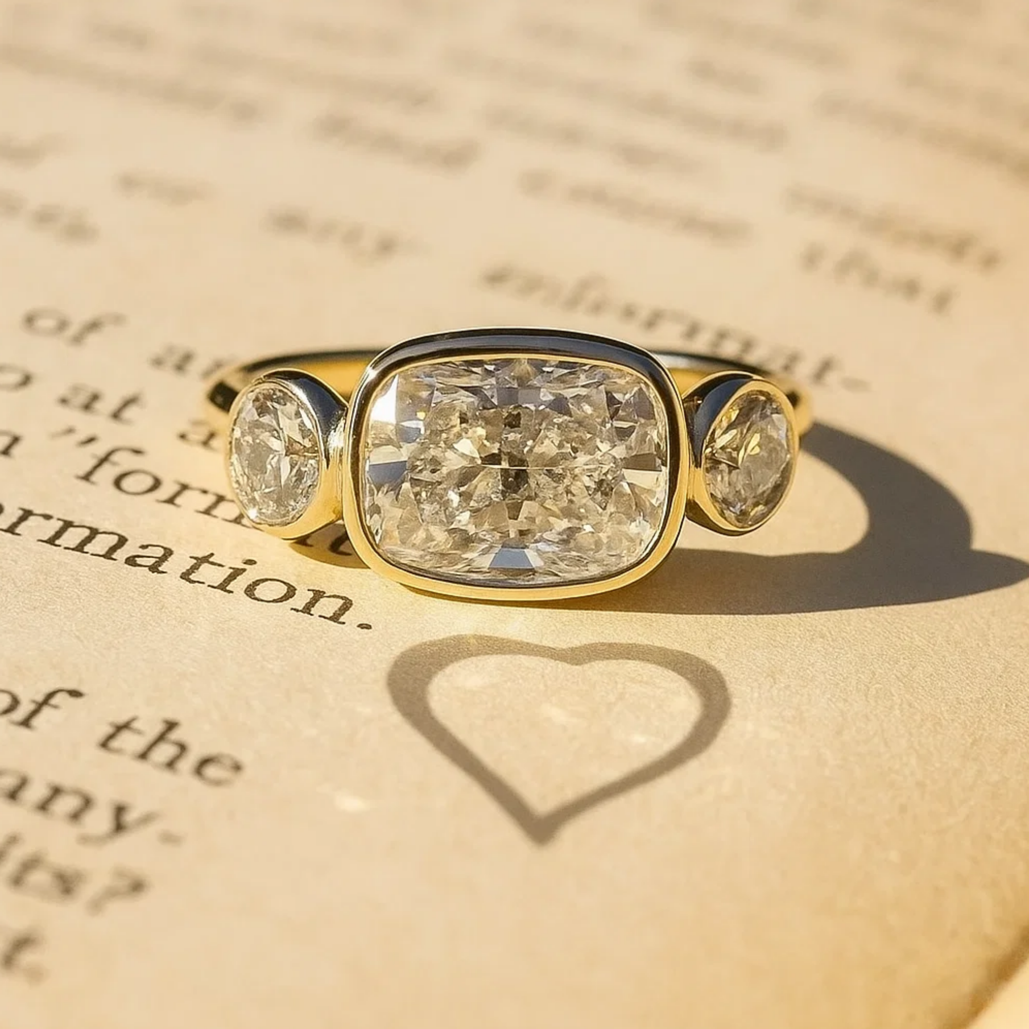 14K Gold 2 CT Elongated Cushion Engagement Ring