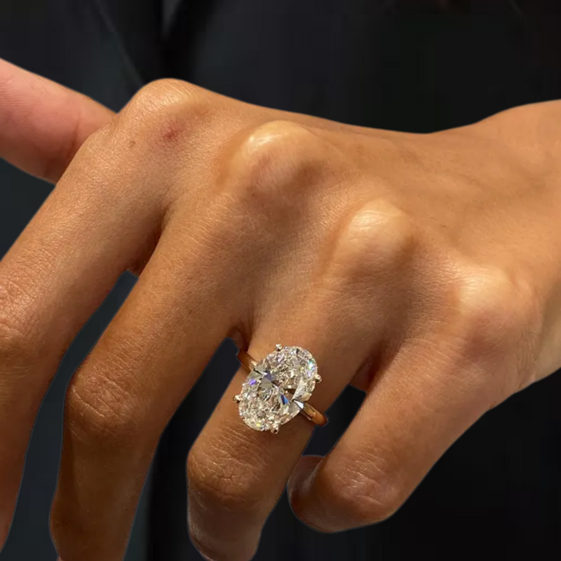 5 Carat Huge Oval Cut Lab Diamond Solitaire Ring, Lab Created Diamond