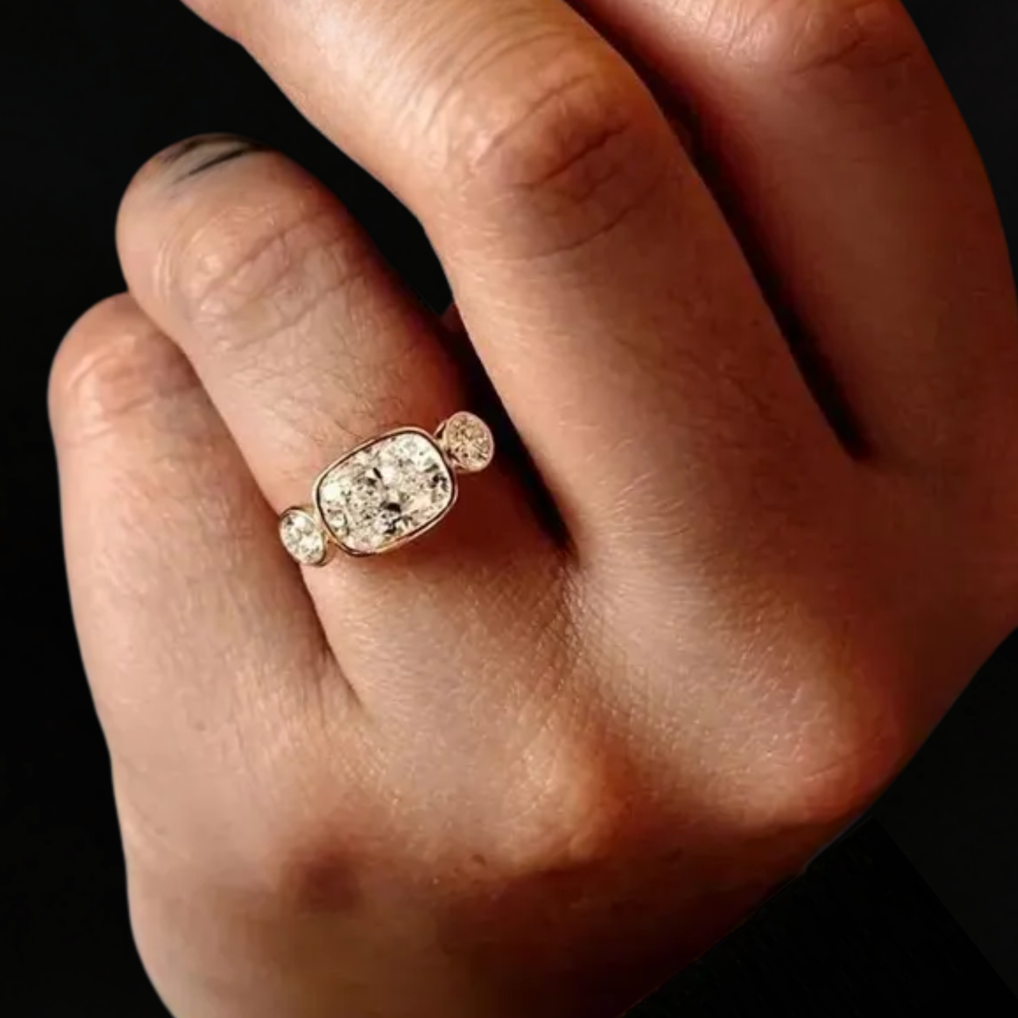 14K Gold 2 CT Elongated Cushion Engagement Ring