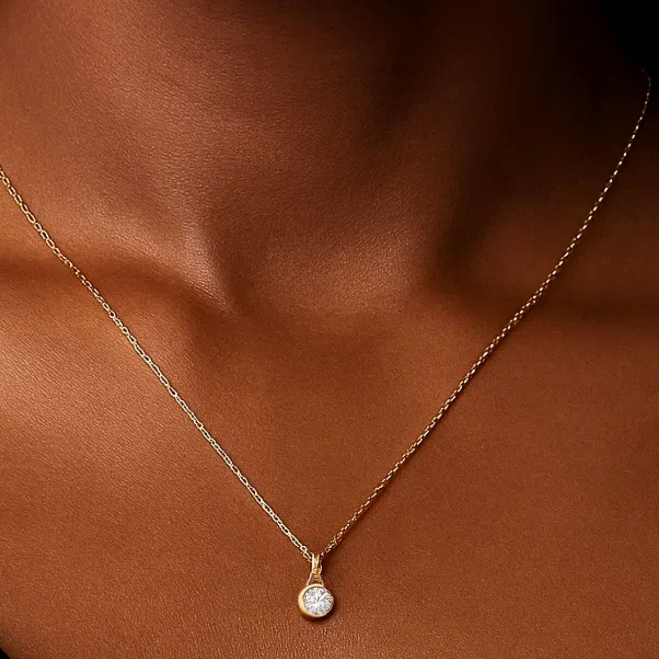 Channel moon magic Necklace / 14k Gold Solitaire Pendant Crescent Moon Diamond Charm