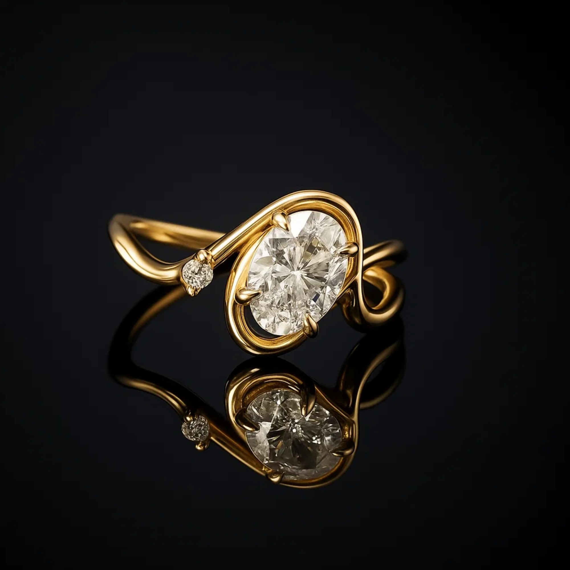 14K Solid Gold 2.0 CT Oval Cut Engagement Ring