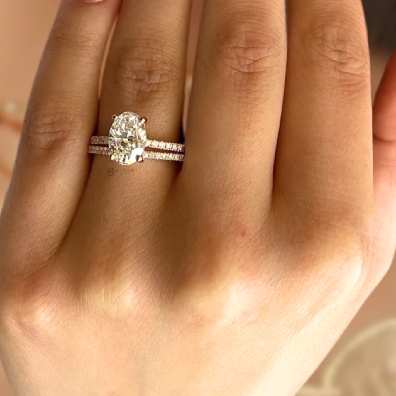 14K Gold 3.5 Carat Oval Lab-Grown Diamond Hidden Halo Engagement Ring