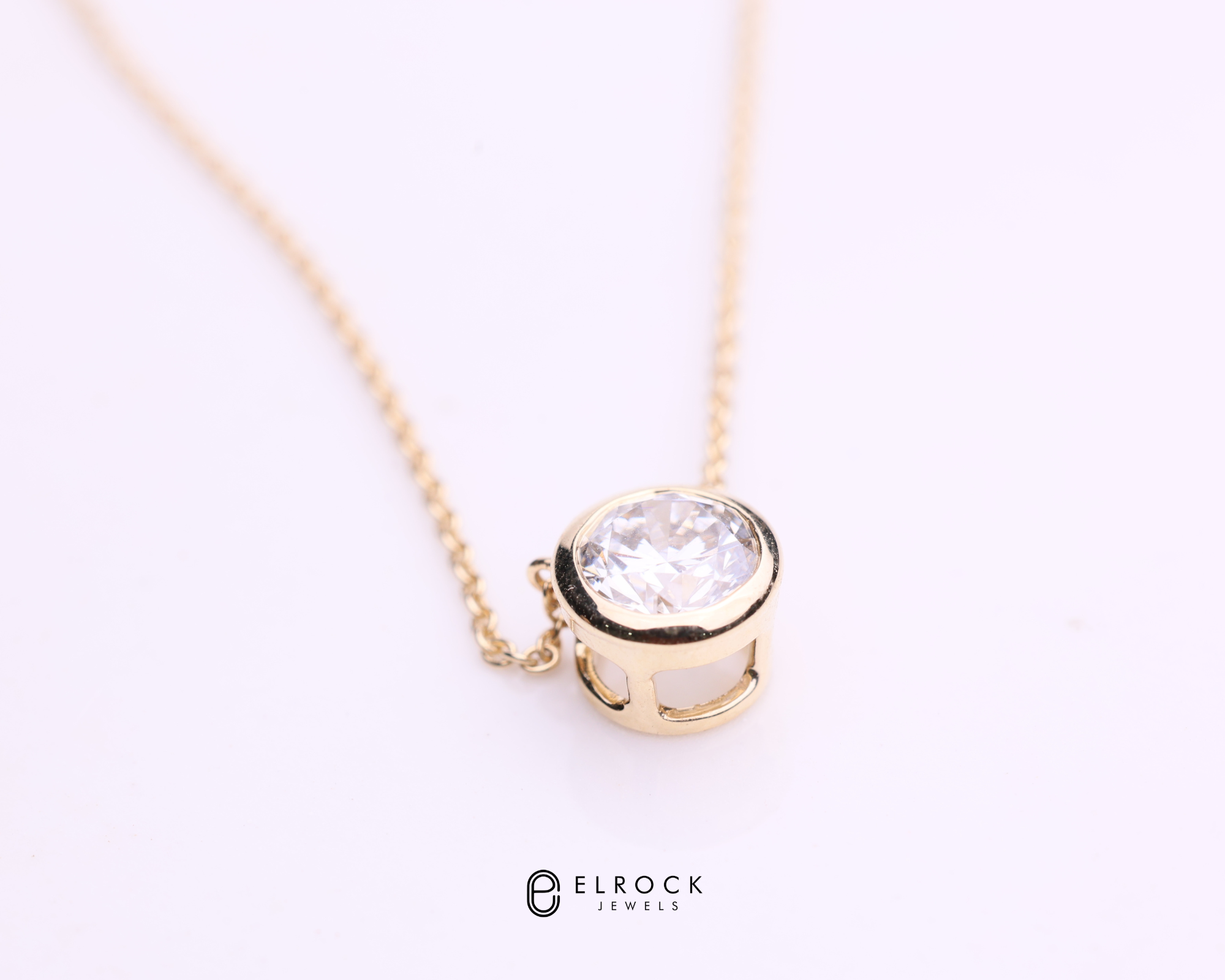 14K Round Diamond Pendant Diamond Solitaire Pendant in Gold