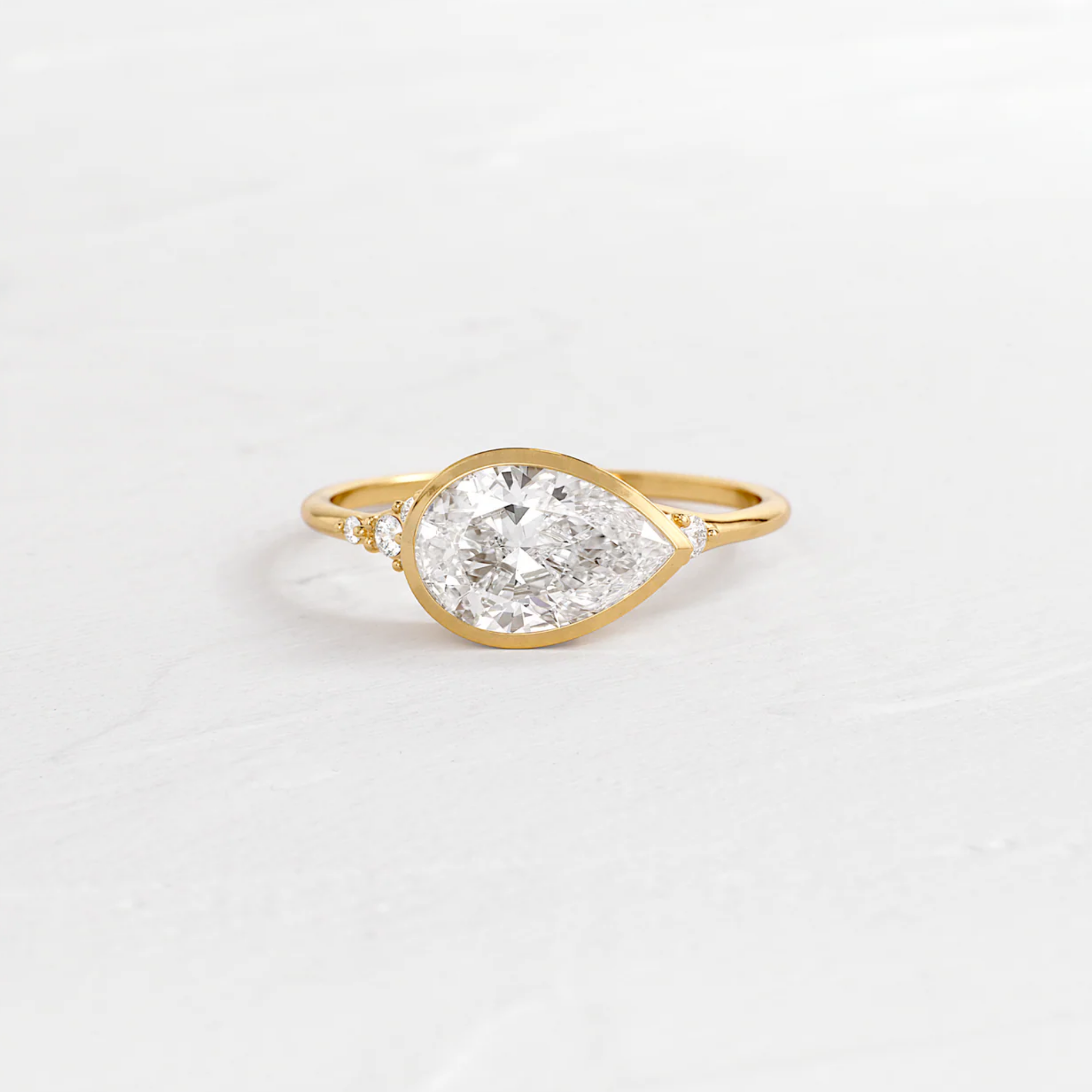 14K Gold Dainty Pear Lab Grown Diamond Promise Ring for Her