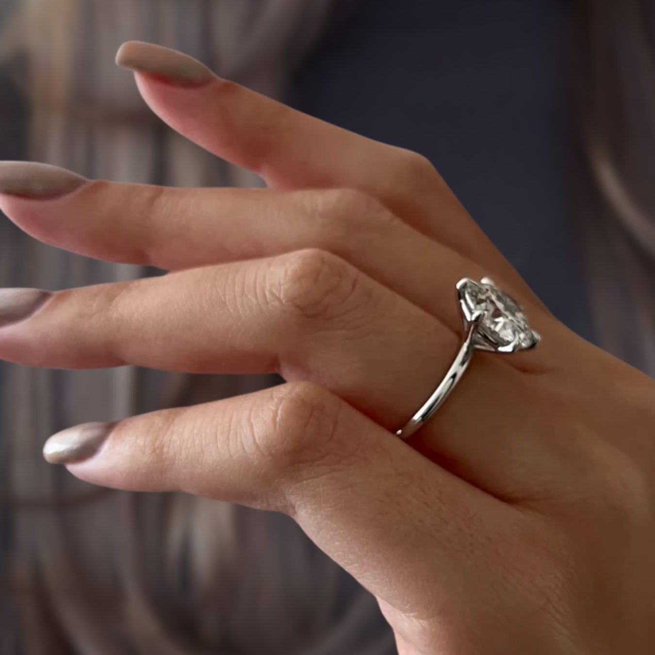 14K Gold 5 Carat Huge Round Brilliant Cut Diamond Ring