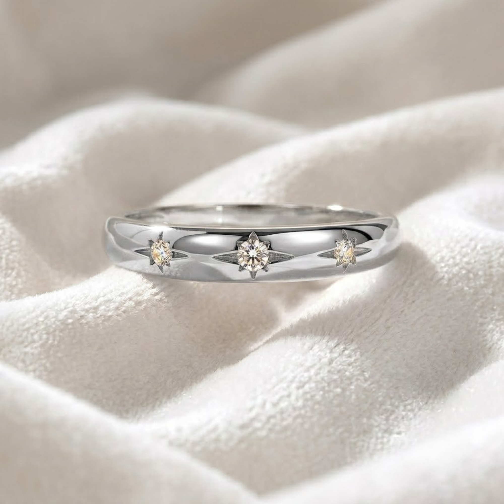 14K Gold Lab Grown Diamond Star Celestial Diamond Signet Ring