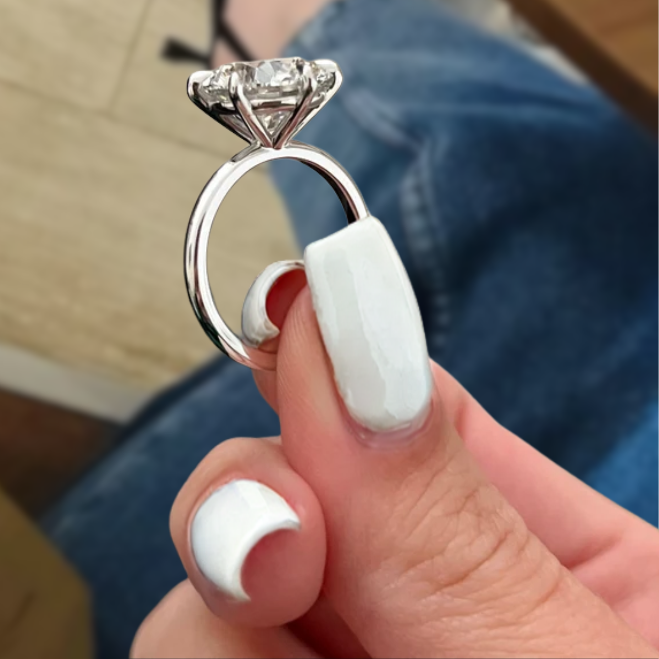 14K Gold 5 Carat Huge Round Brilliant Cut Diamond Ring