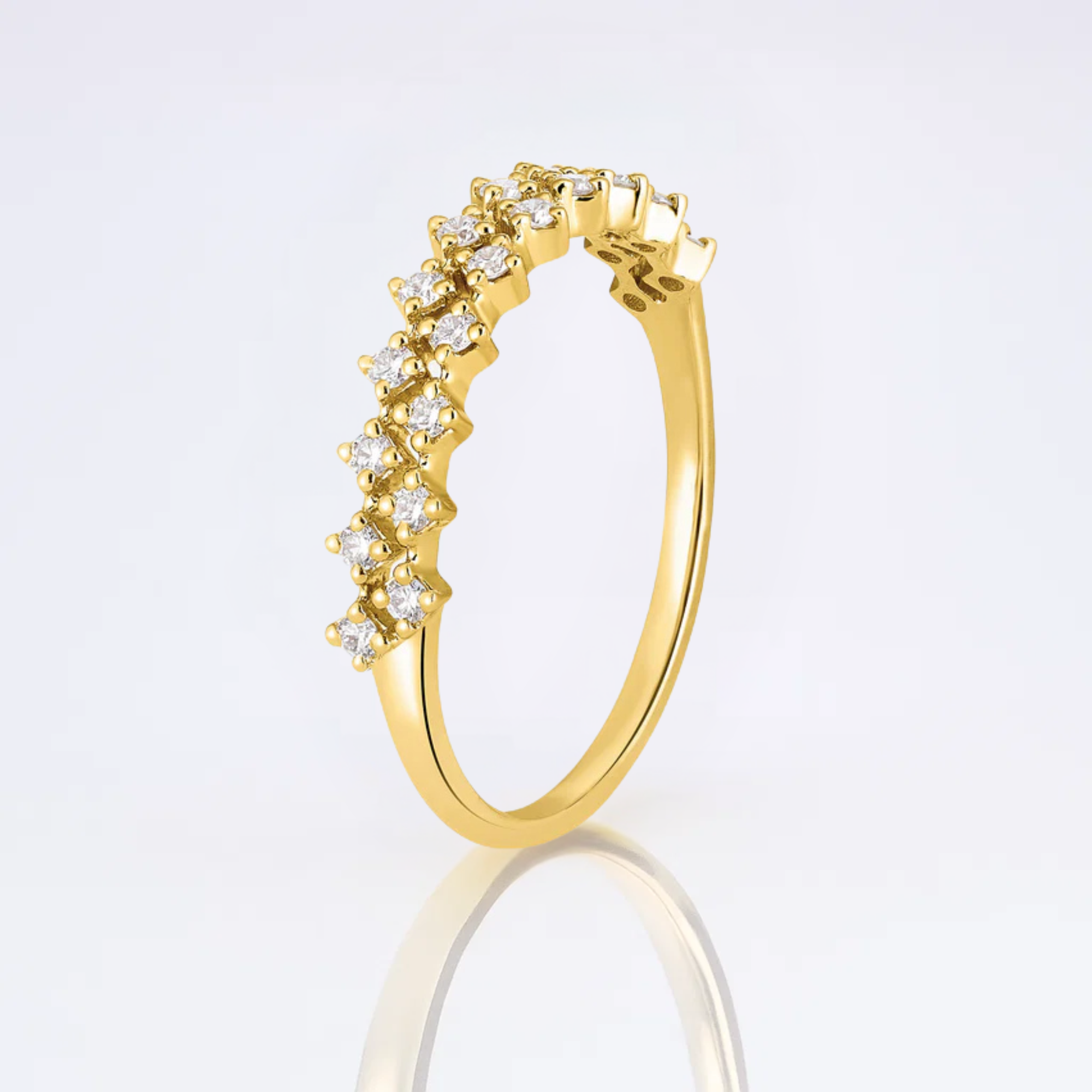 14K Gold Half Eternity Double Band Ring