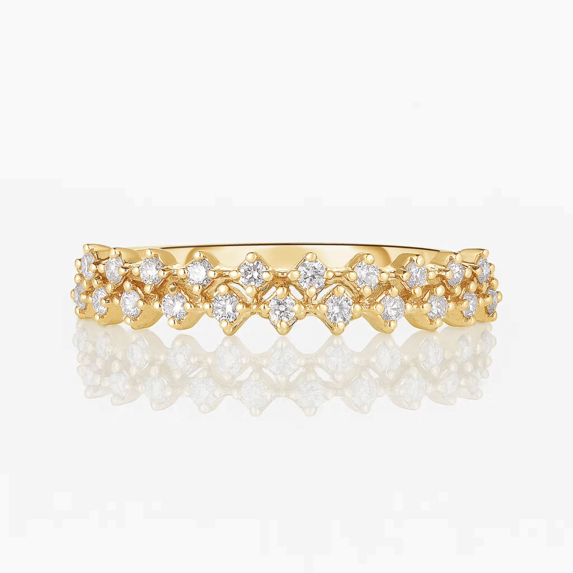 14K Gold Half Eternity Double Band Ring