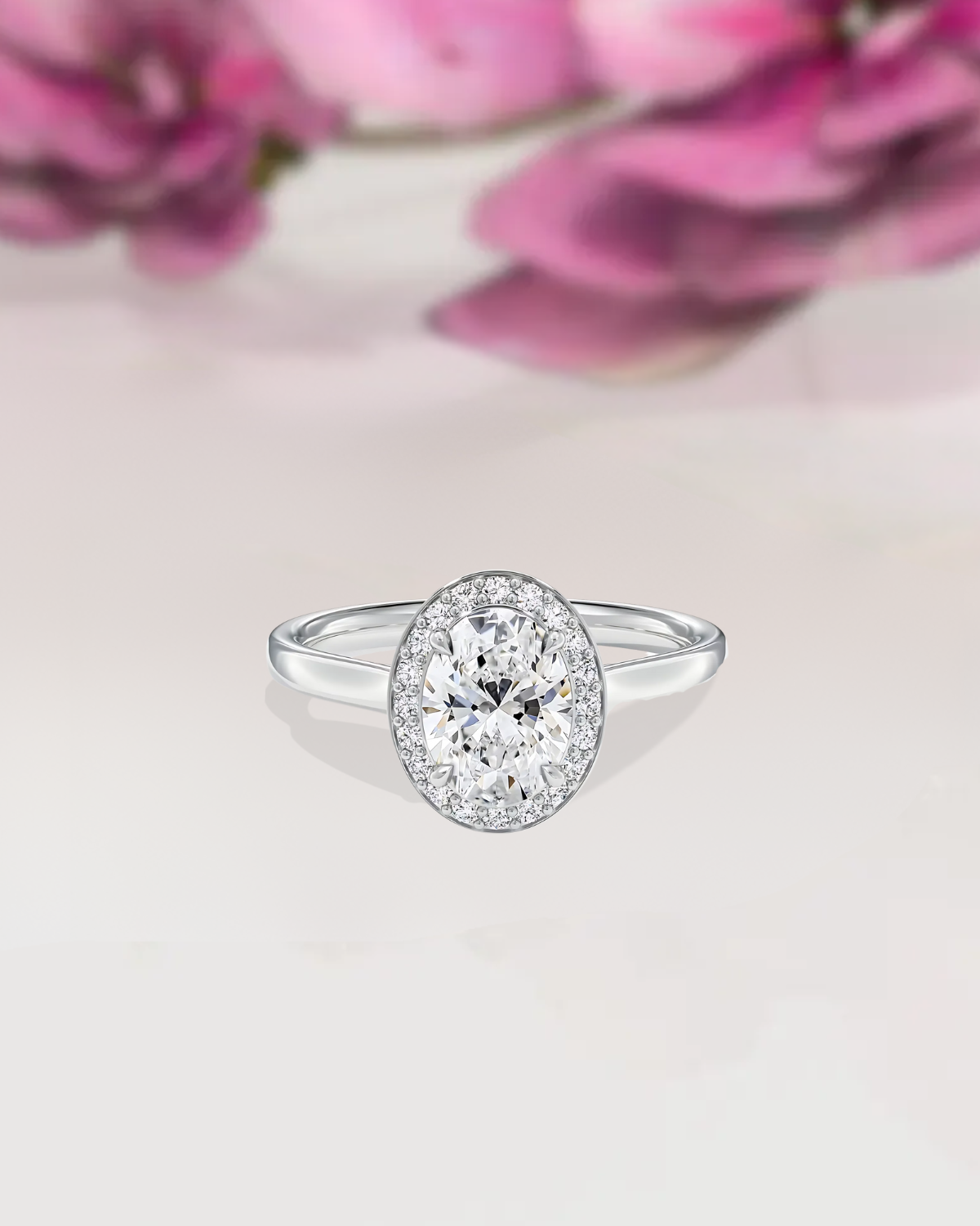Oval Cut Engagement Ring, Lab Grown Diamond Oval Engagement Ring
