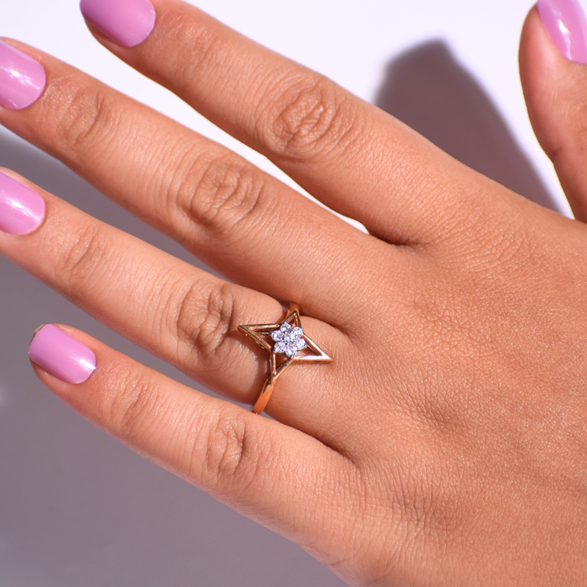 14K Gold North Star Stacking Ring