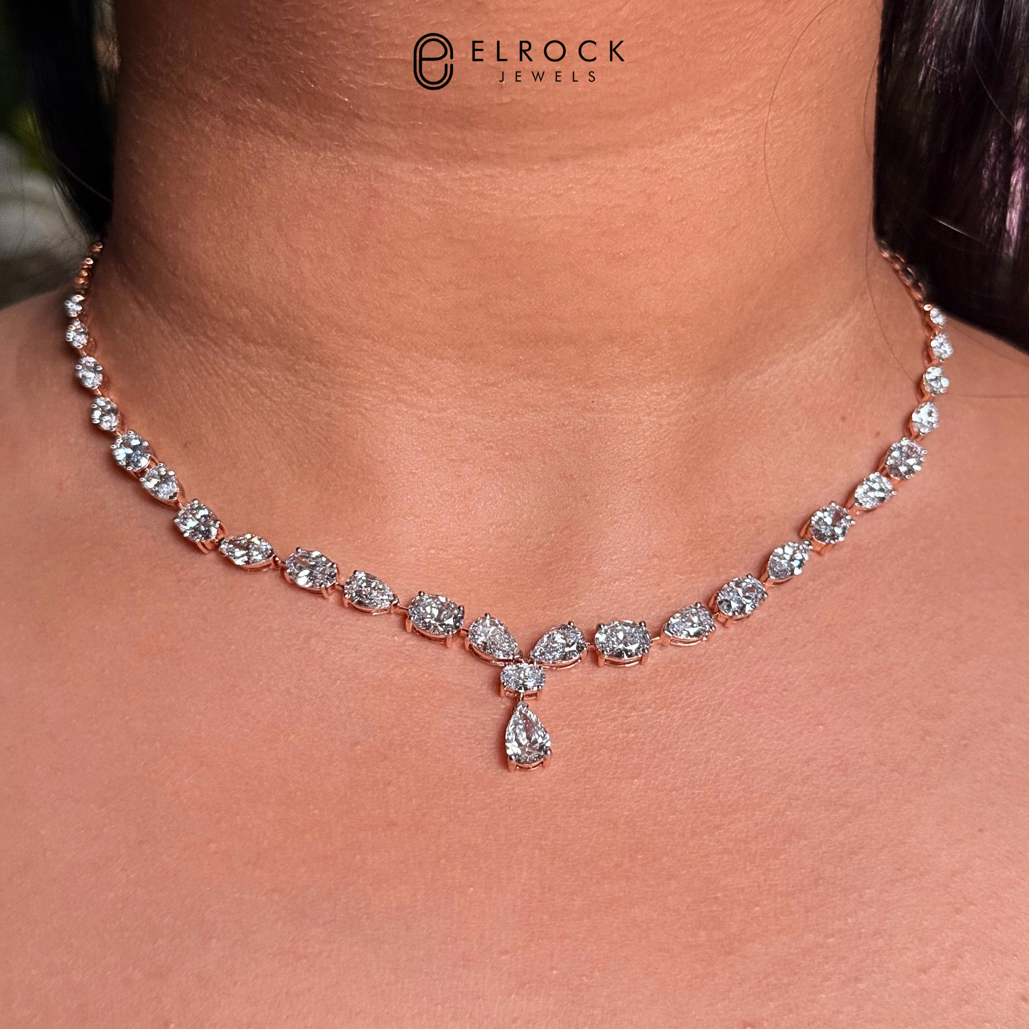 Marquise Oval Pear Cut  Lab Grown Diamond Necklace