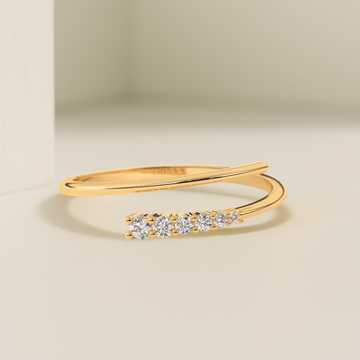 Statement Diamond Ring, 14k Gold Dainty Crossover Stacking Band, Open Design Diamond Wrap Ring