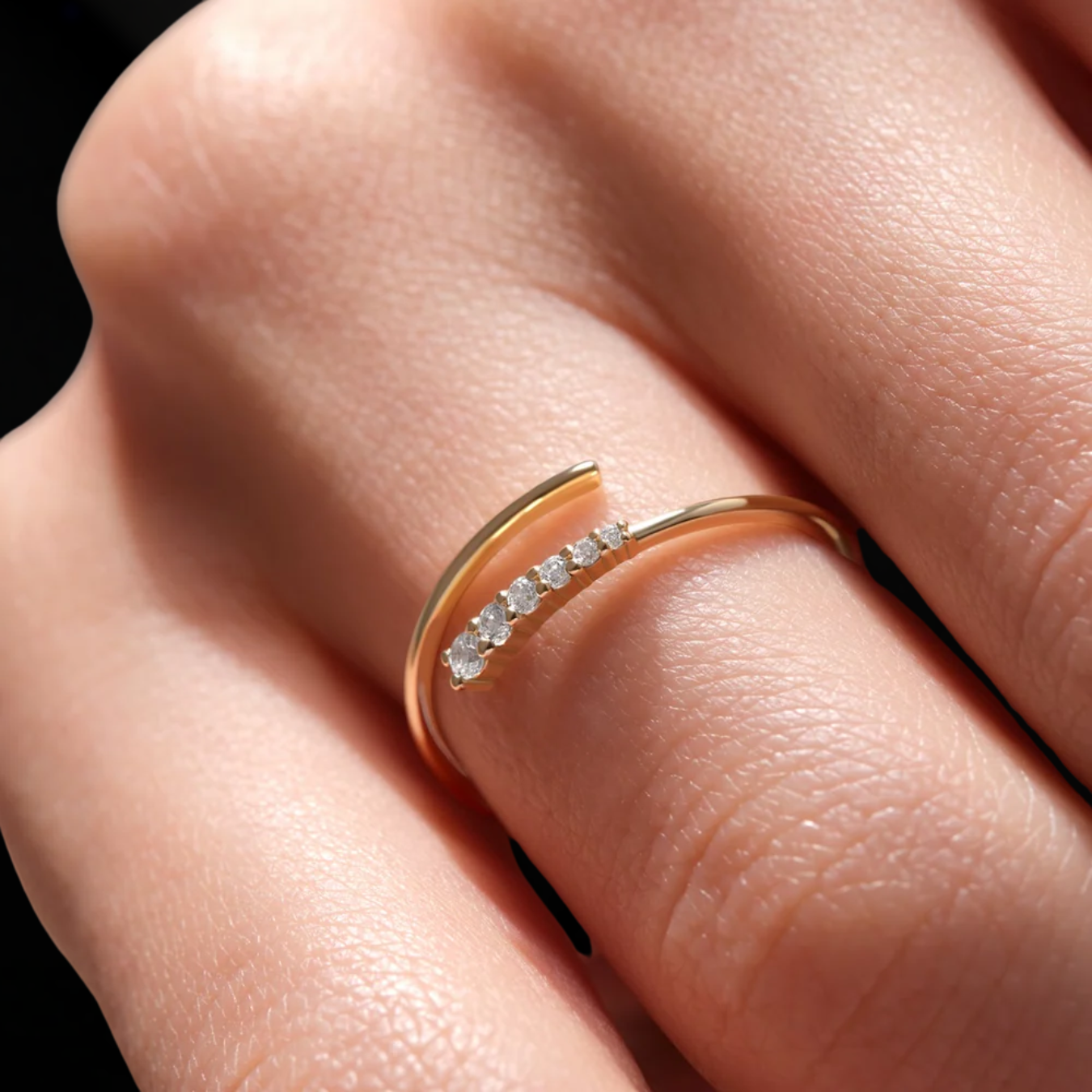 14K Gold Dainty Open Design Wrap Ring