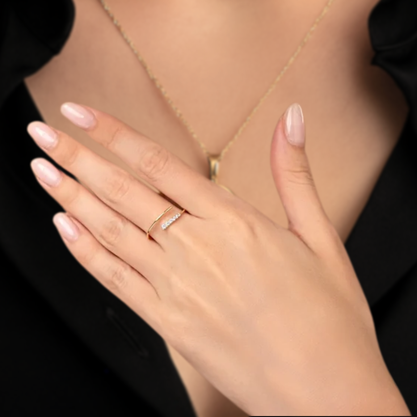 14K Gold Dainty Open Design Wrap Ring